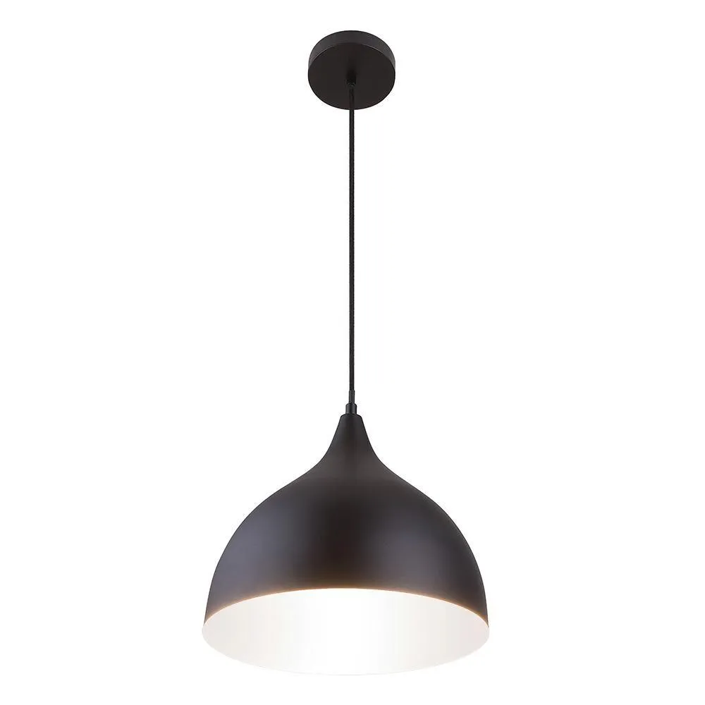 11 in. Black Integrated LED Pendant with Metal Shade