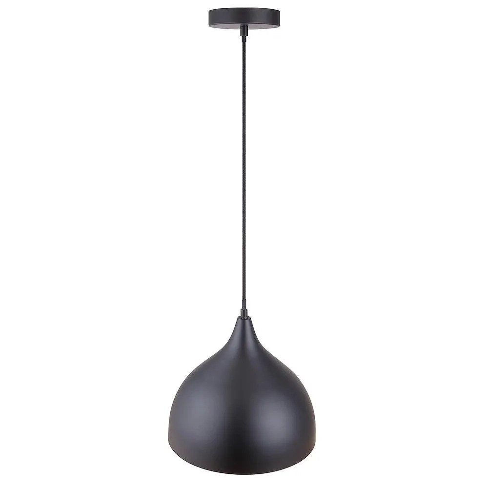 11 in. Black Integrated LED Pendant with Metal Shade
