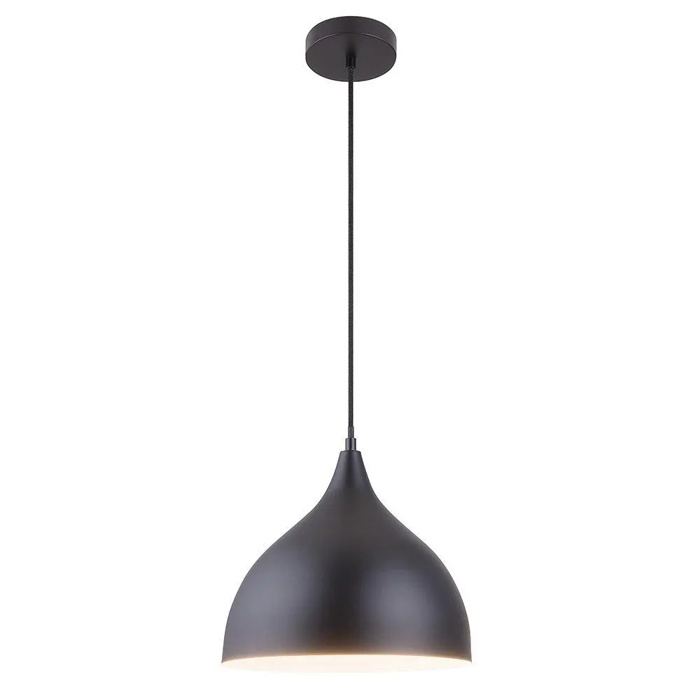 11 in. Black Integrated LED Pendant with Metal Shade