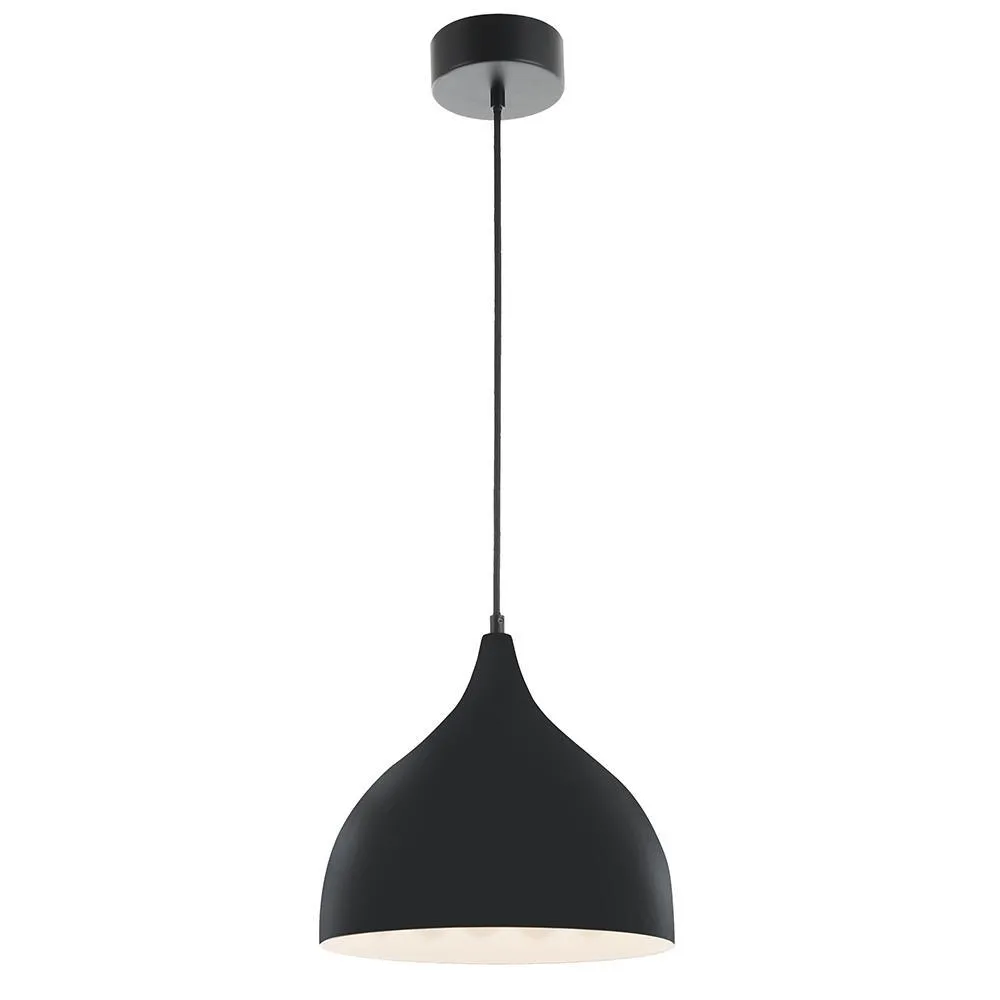 11 in. Black Integrated LED Pendant with Metal Shade