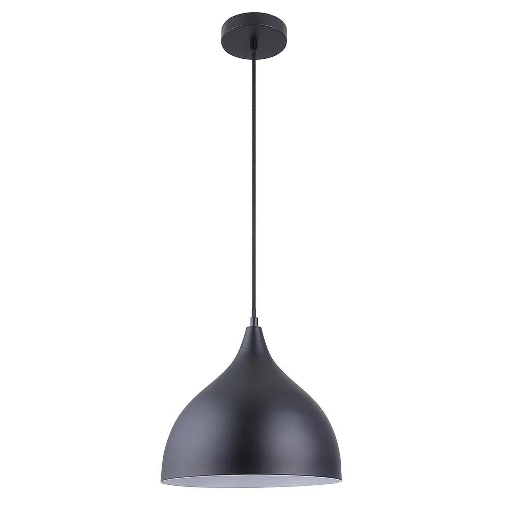 11 in. Black Integrated LED Pendant with Metal Shade