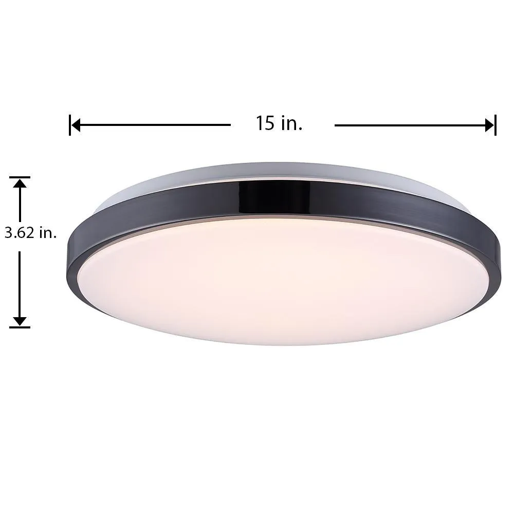 15 in. Black Nickel Integrated LED Trim Flush-Mount with Selectable White