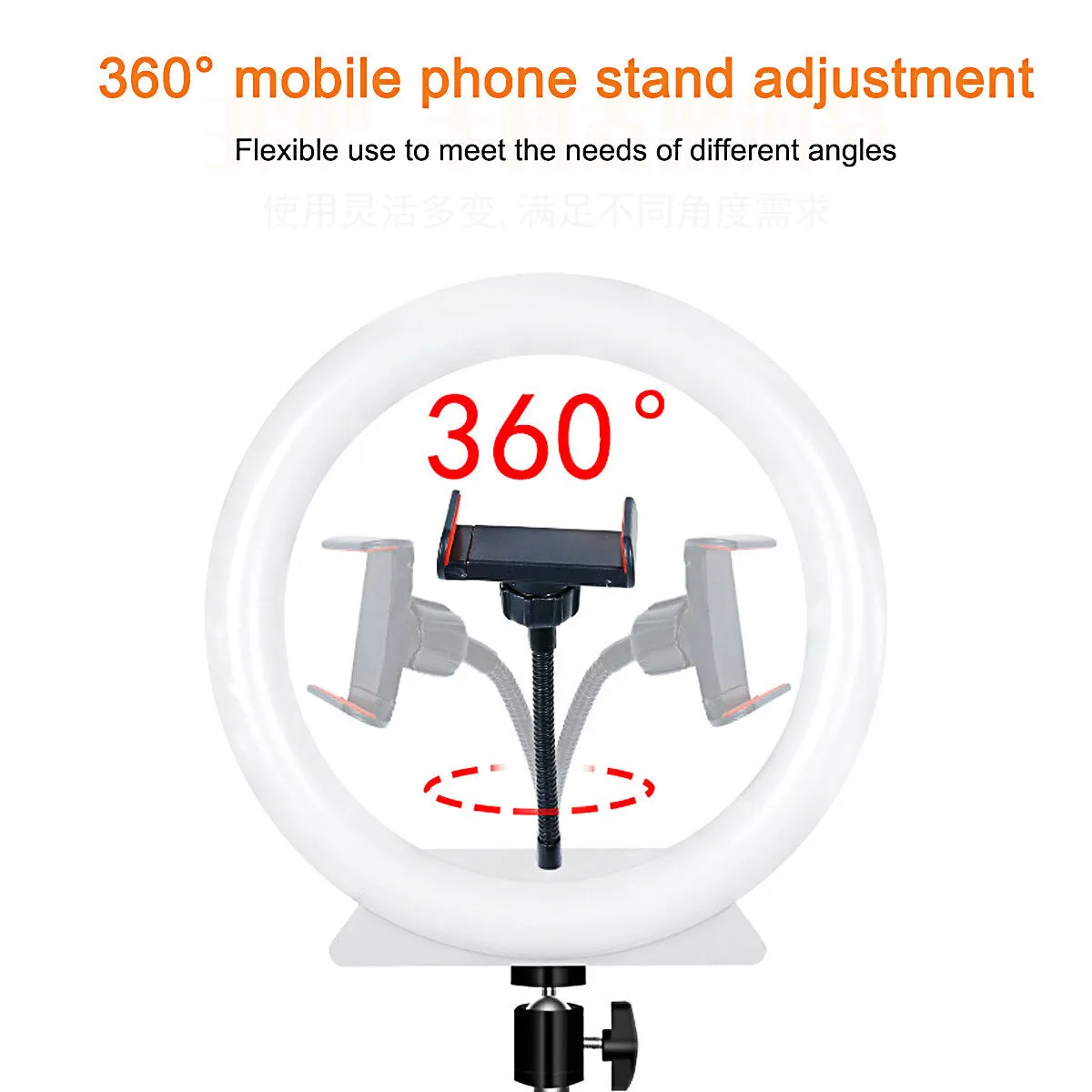 2800-6500K Stepless Dimming RGB Color LED Ring Fill Light Lamp with Phone Clip Photography Lighting