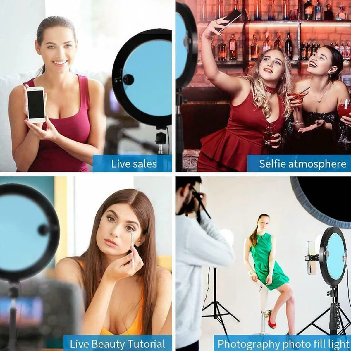 2800-6500K Stepless Dimming RGB Color LED Ring Fill Light Lamp with Phone Clip Photography Lighting