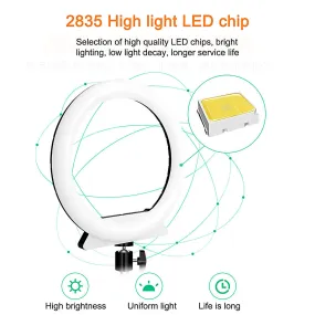 2800-6500K Stepless Dimming RGB Color LED Ring Fill Light Lamp with Phone Clip Photography Lighting