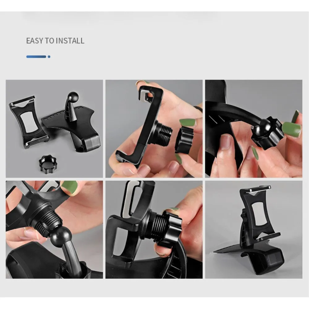 3 in 1 Car GPS Smartphone Holder: Dashboard / Visor Clamp   AC Grid Clip for Karbonn A29, Smart A29 - Black