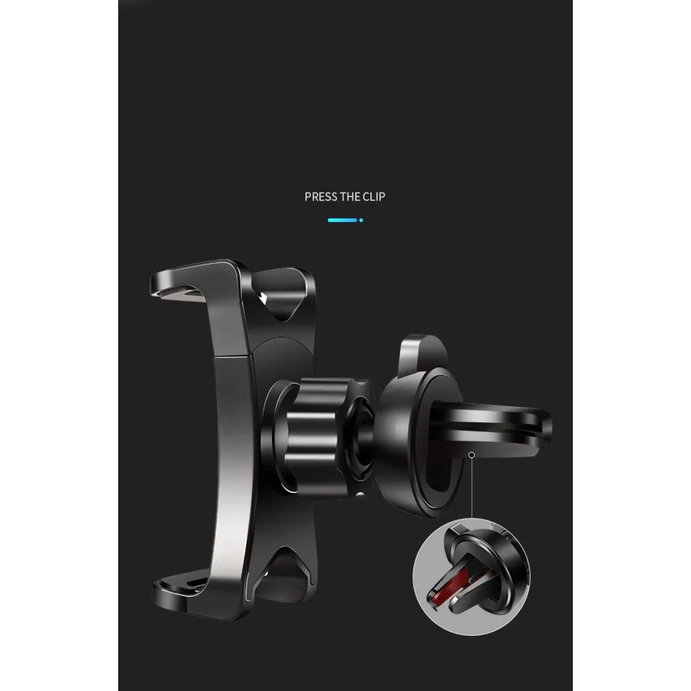 3 in 1 Car GPS Smartphone Holder: Dashboard / Visor Clamp   AC Grid Clip for LG H410 Wine Smart 2 (2015) - Black