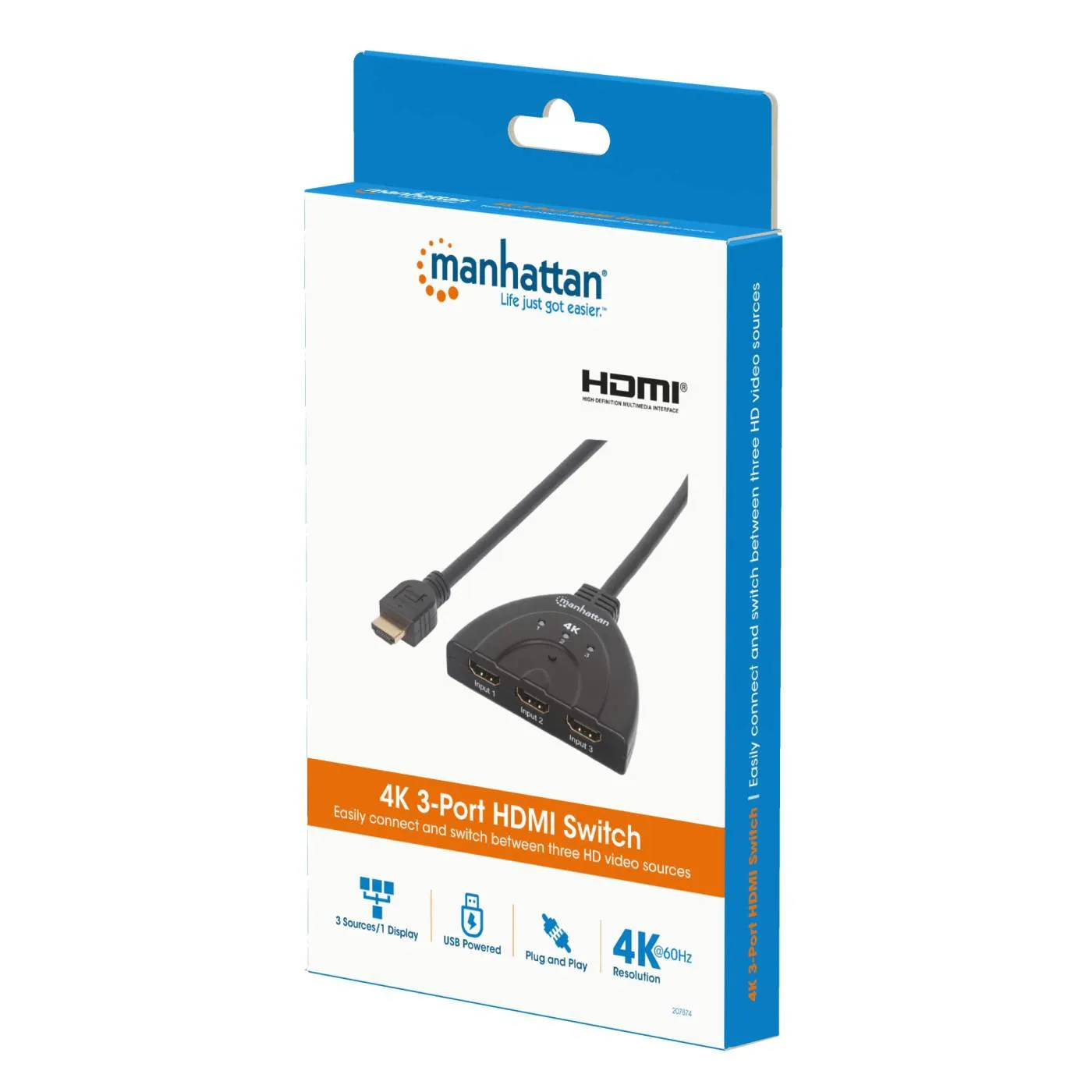 4K 3-Port HDMI Switch