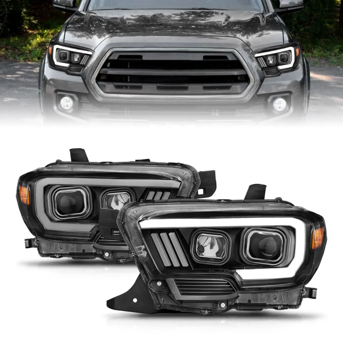 Anzo Projector Plank Style Headlights Black For Tacoma (2016-2023)