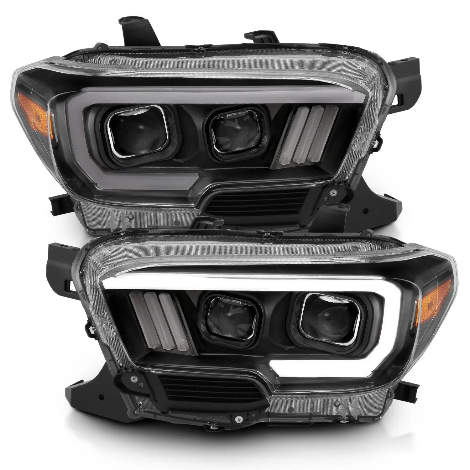 Anzo Projector Plank Style Headlights Black For Tacoma (2016-2023)