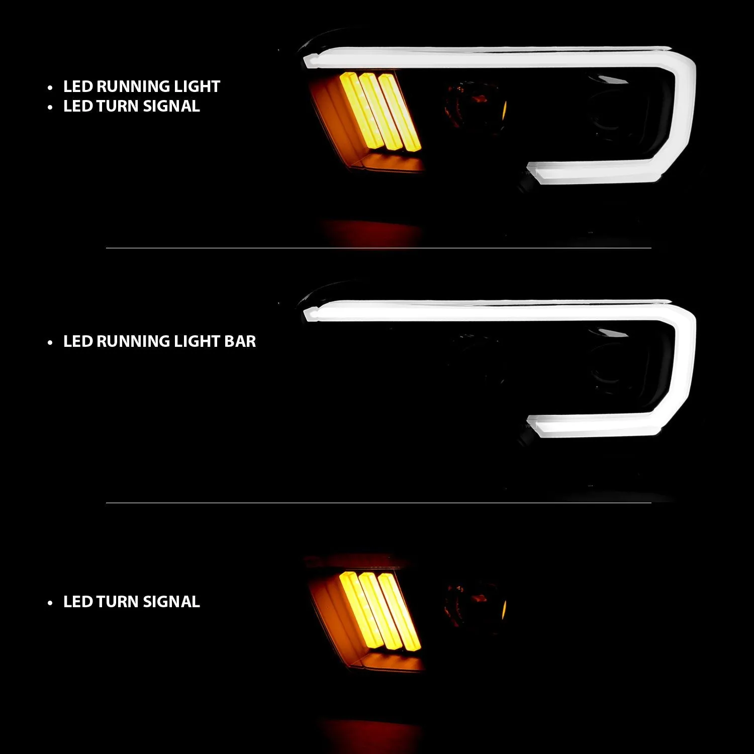 Anzo Projector Plank Style Headlights Black For Tacoma (2016-2023)