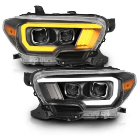 Anzo Projector Plank Style Switchback Headlights Black For Tacoma (2016-2023)