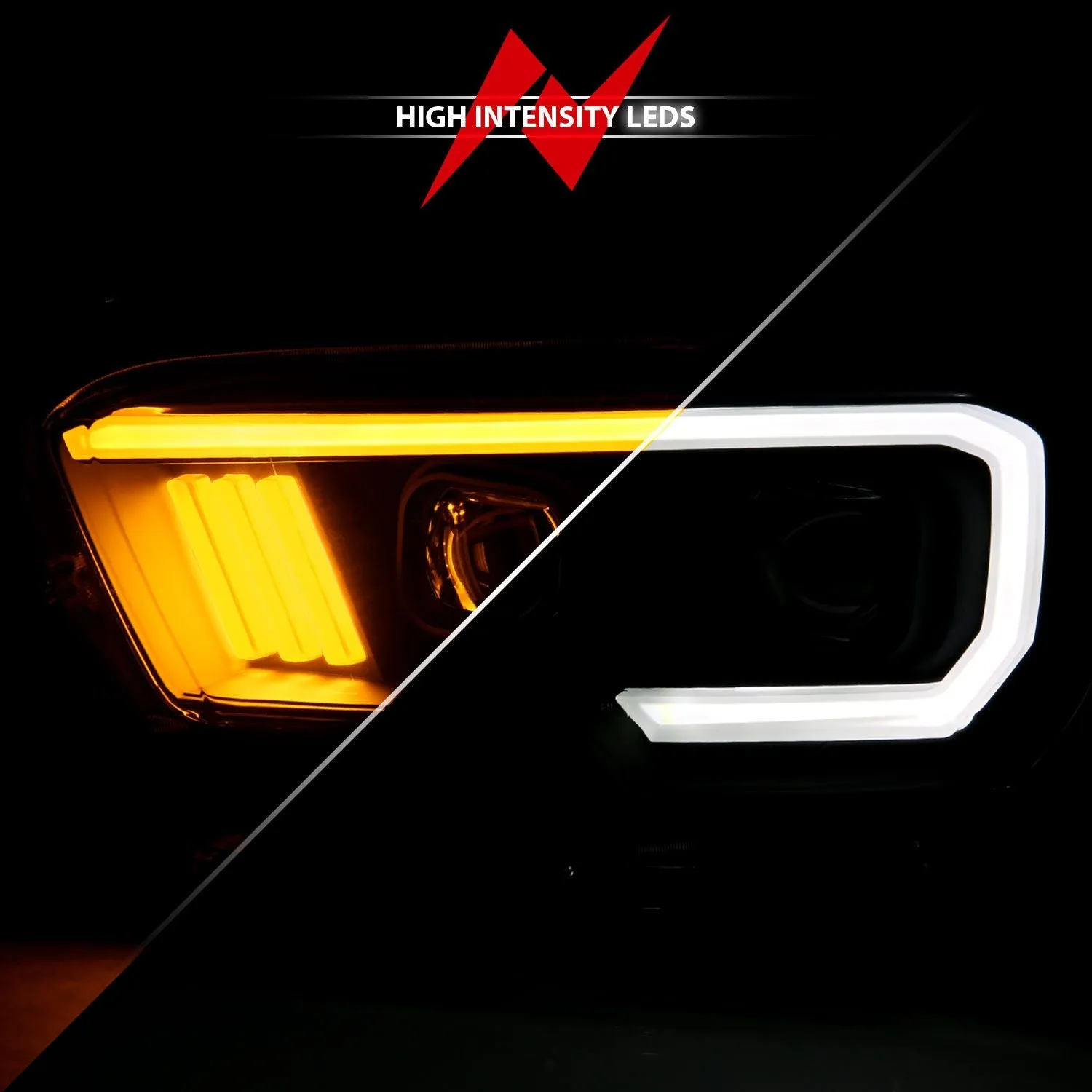Anzo Projector Plank Style Switchback Headlights Black For Tacoma (2016-2023)