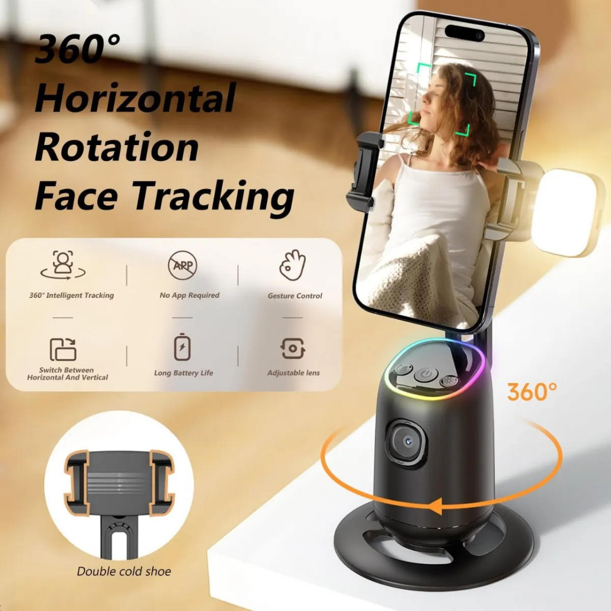 Auto Face Tracking Selfie Stick Tripod - P05 360° Rotation with Remote Control