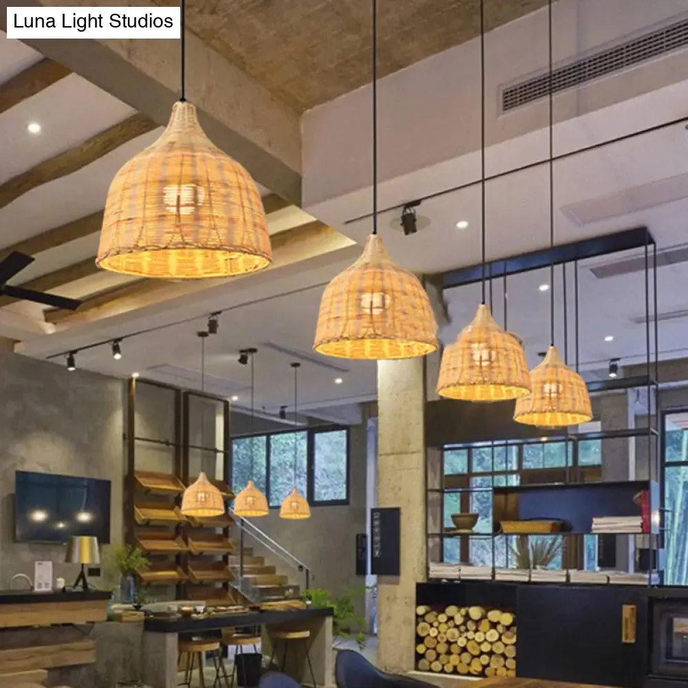 Bamboo Trumpet Tearoom Pendant Lamp - Asian Style Ceiling Hang Light with 1 Head