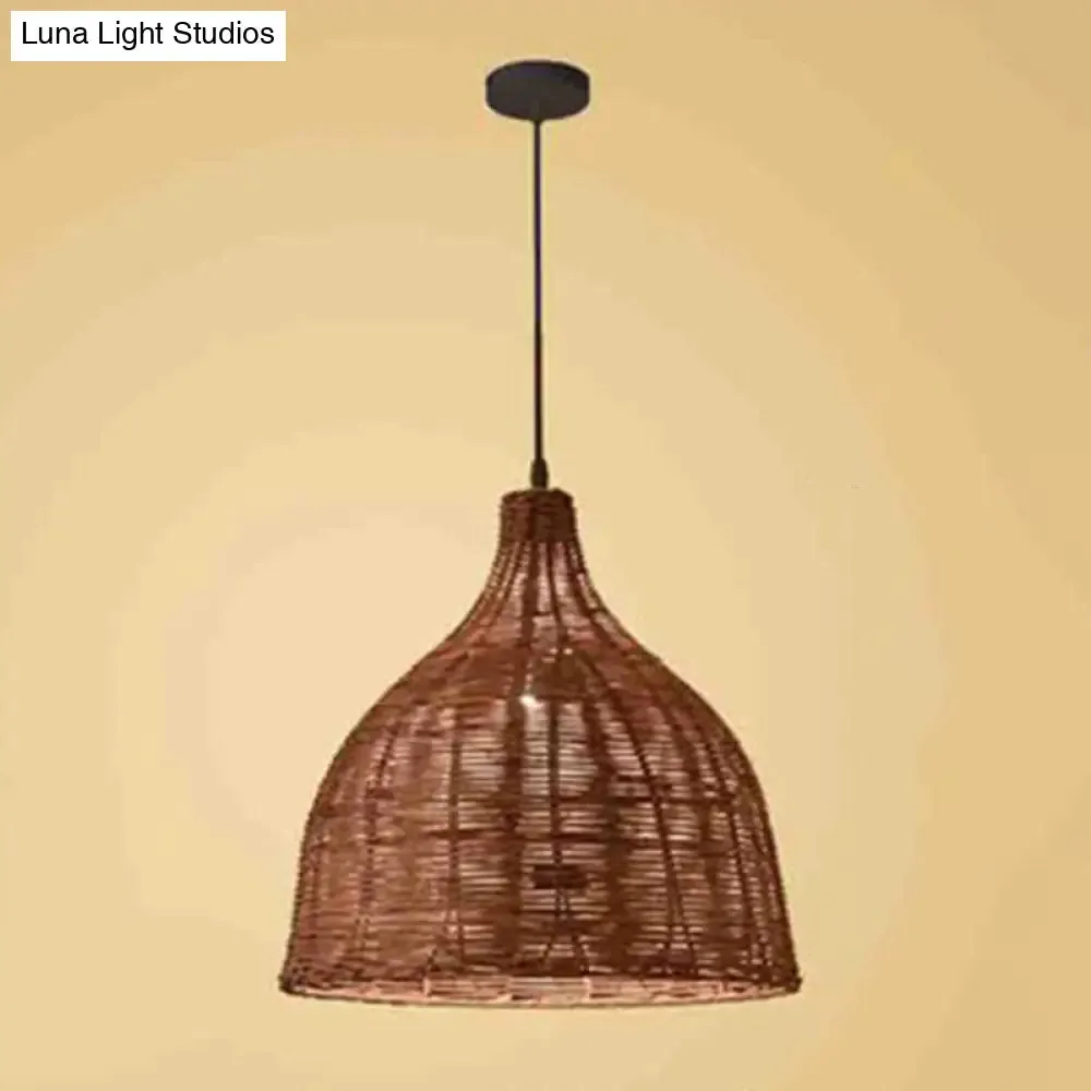 Bamboo Trumpet Tearoom Pendant Lamp - Asian Style Ceiling Hang Light with 1 Head