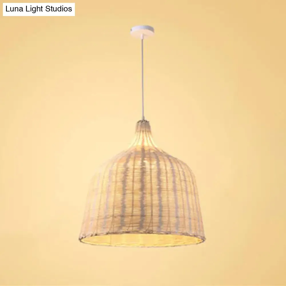 Bamboo Trumpet Tearoom Pendant Lamp - Asian Style Ceiling Hang Light with 1 Head