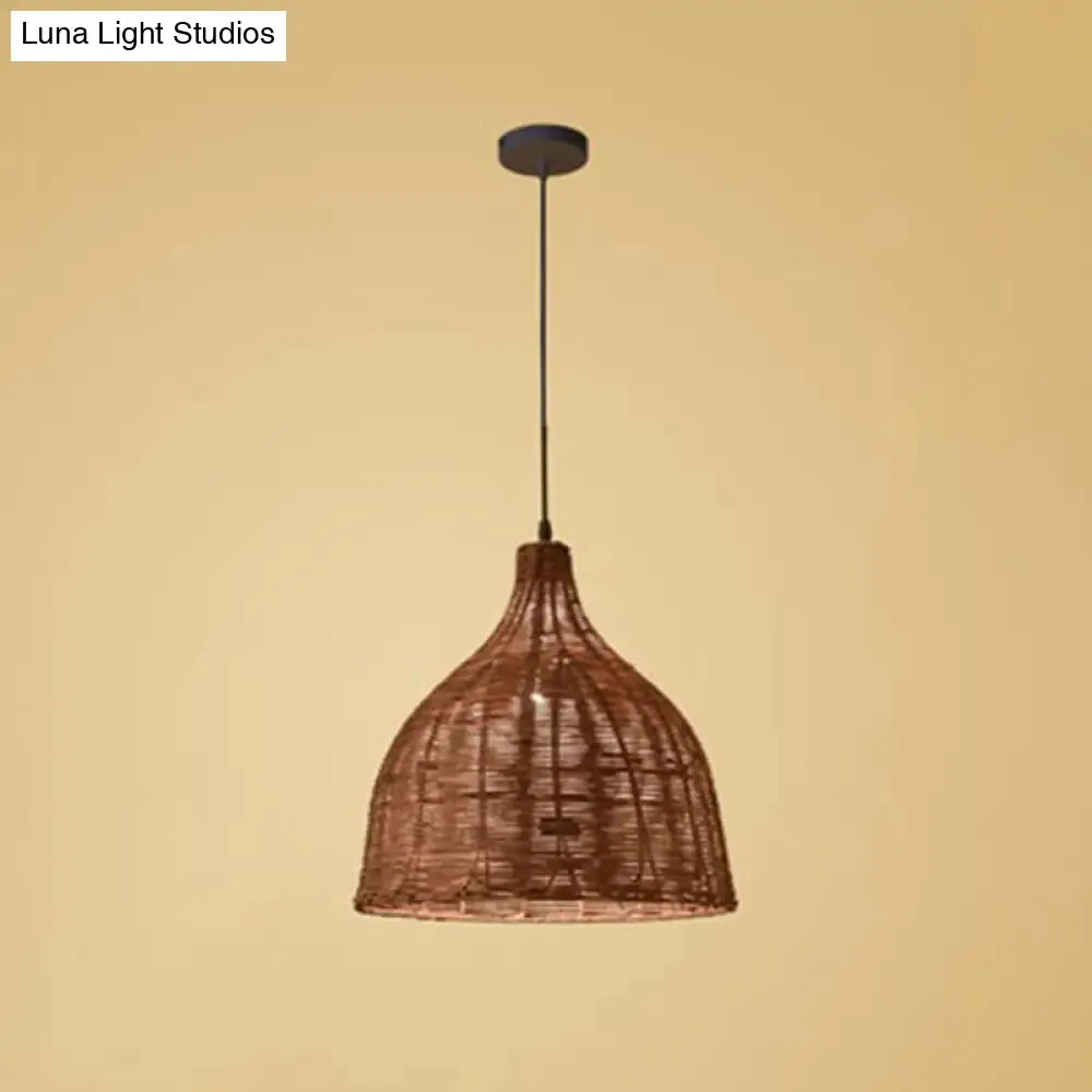 Bamboo Trumpet Tearoom Pendant Lamp - Asian Style Ceiling Hang Light with 1 Head