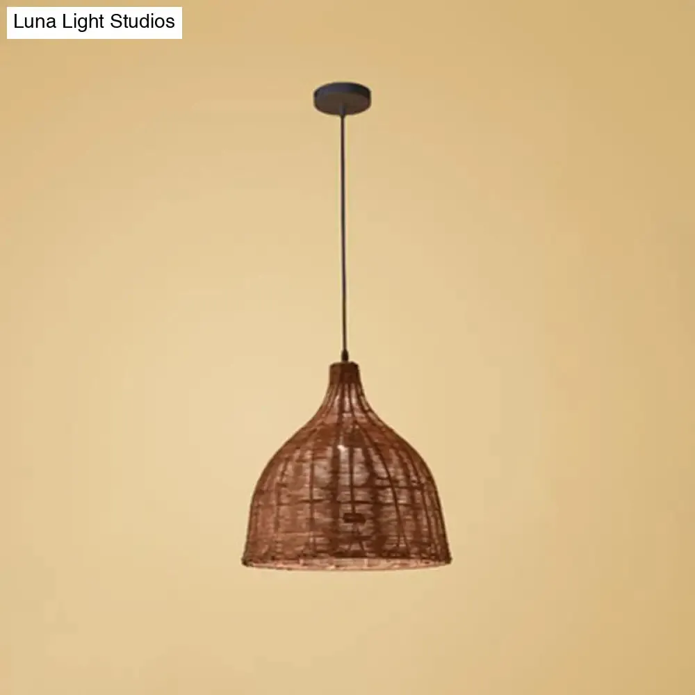 Bamboo Trumpet Tearoom Pendant Lamp - Asian Style Ceiling Hang Light with 1 Head