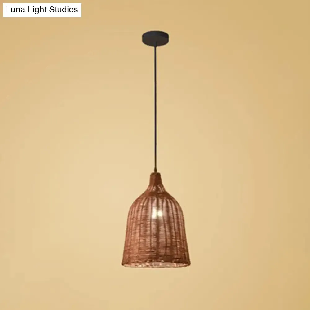 Bamboo Trumpet Tearoom Pendant Lamp - Asian Style Ceiling Hang Light with 1 Head