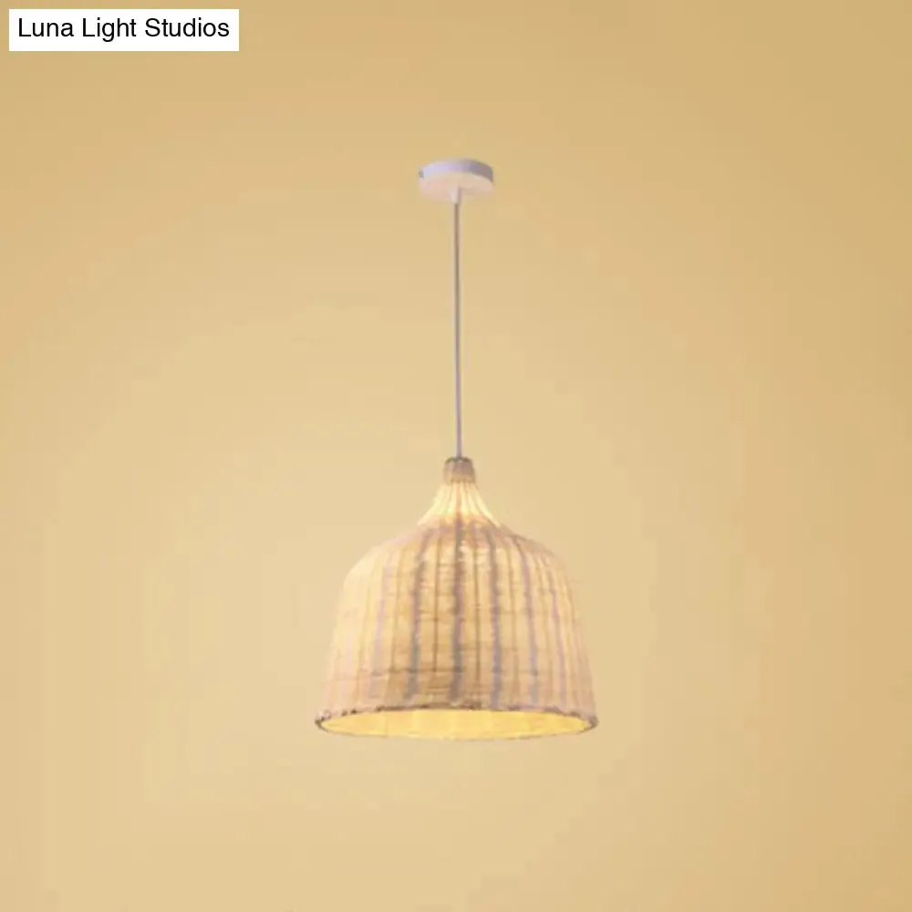 Bamboo Trumpet Tearoom Pendant Lamp - Asian Style Ceiling Hang Light with 1 Head