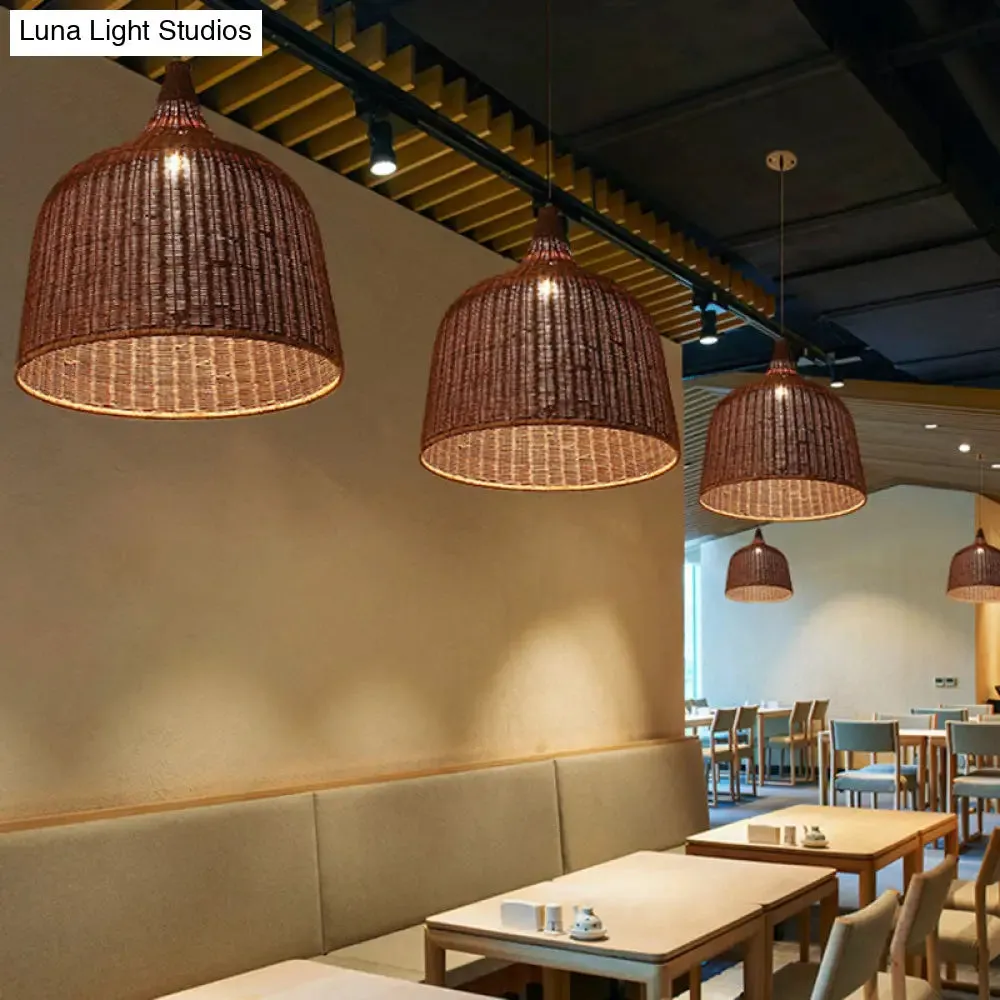 Bamboo Trumpet Tearoom Pendant Lamp - Asian Style Ceiling Hang Light with 1 Head