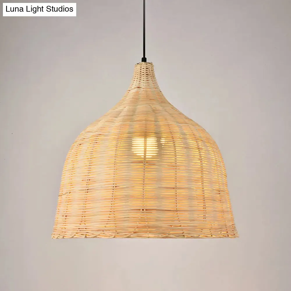 Bamboo Trumpet Tearoom Pendant Lamp - Asian Style Ceiling Hang Light with 1 Head