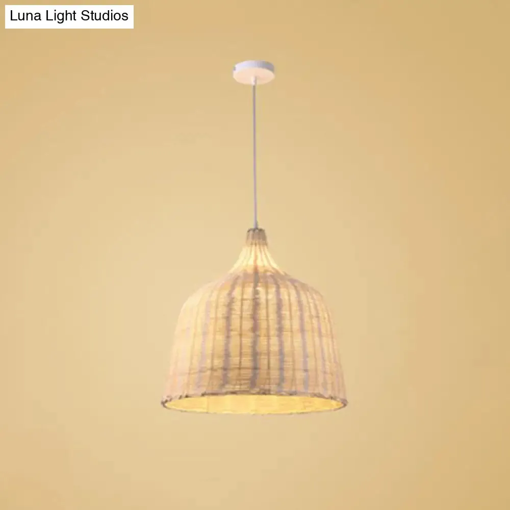Bamboo Trumpet Tearoom Pendant Lamp - Asian Style Ceiling Hang Light with 1 Head
