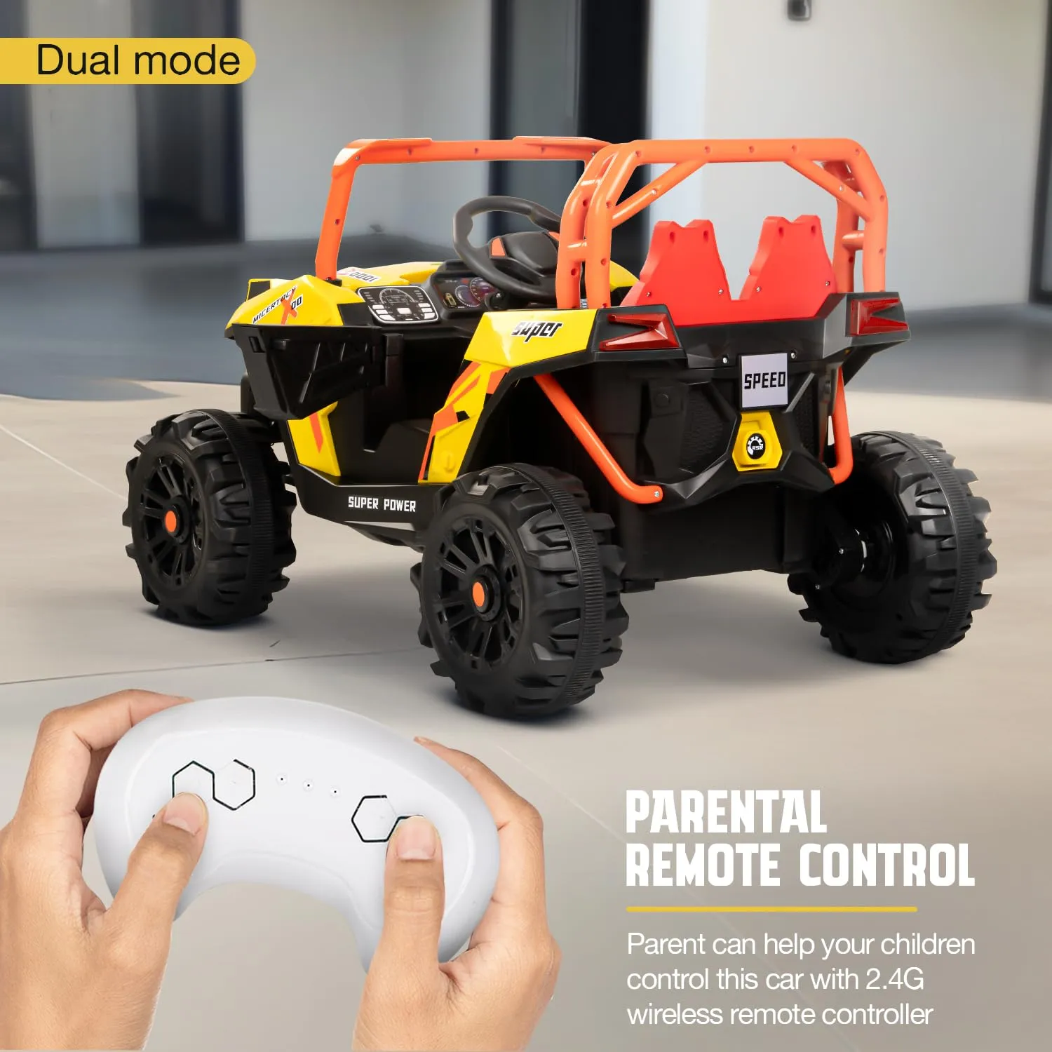 Baybee Gralto UTV Battery Operated Jeep for Kids, Ride on Toy Baby Car with Music & Light, Kids Jeep Battery Car Spring Suspension Electric Jeep Car for Kids