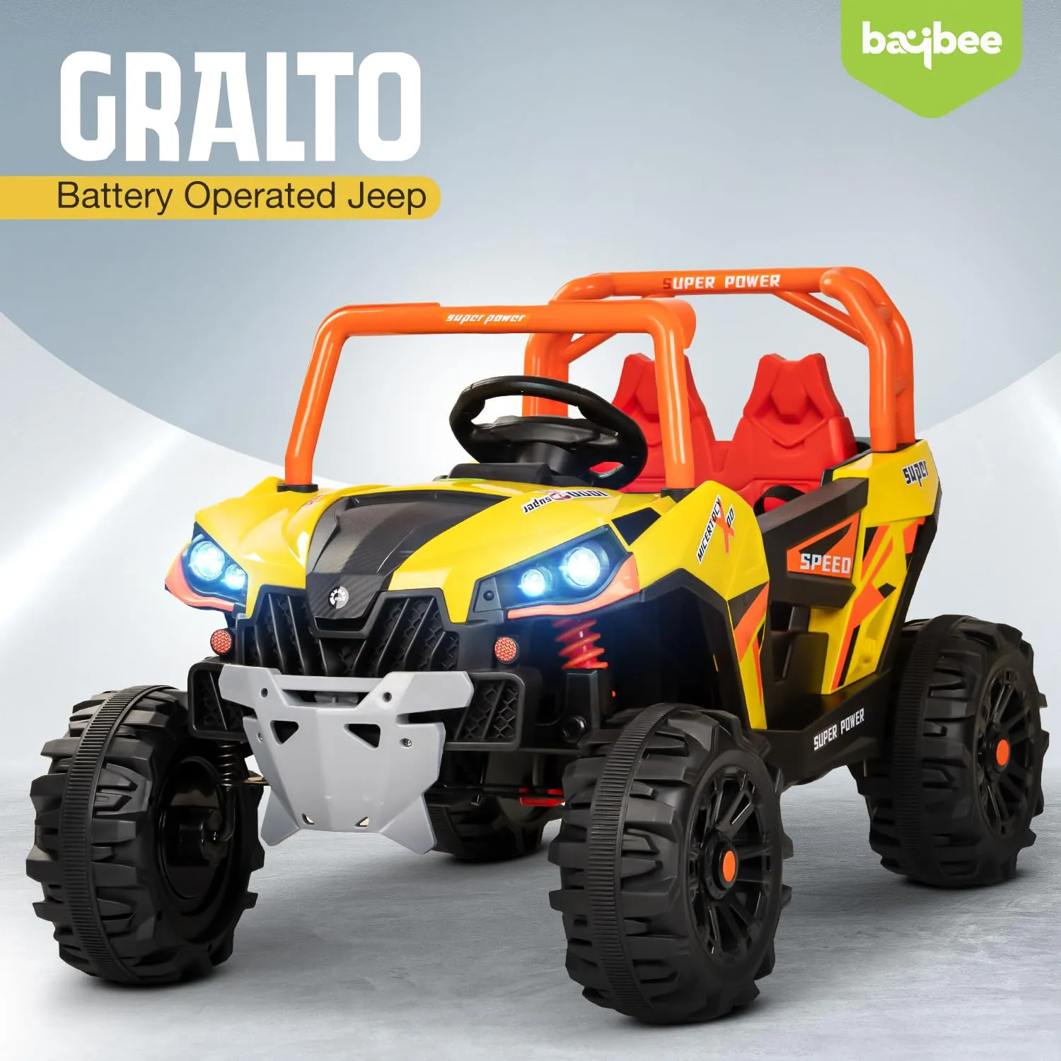 Baybee Gralto UTV Battery Operated Jeep for Kids, Ride on Toy Baby Car with Music & Light, Kids Jeep Battery Car Spring Suspension Electric Jeep Car for Kids