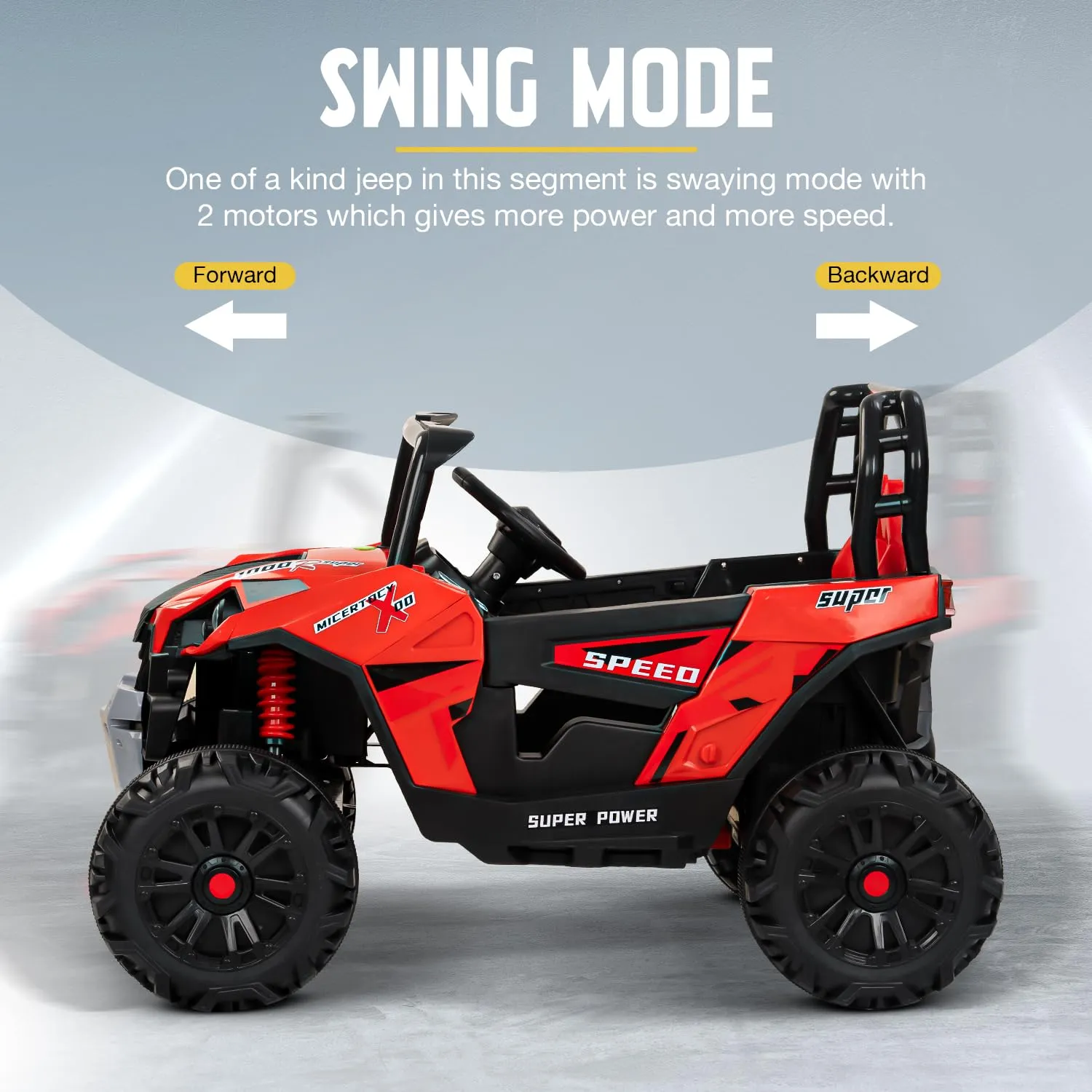 Baybee Gralto UTV Battery Operated Jeep for Kids, Ride on Toy Baby Car with Music & Light, Kids Jeep Battery Car Spring Suspension Electric Jeep Car for Kids