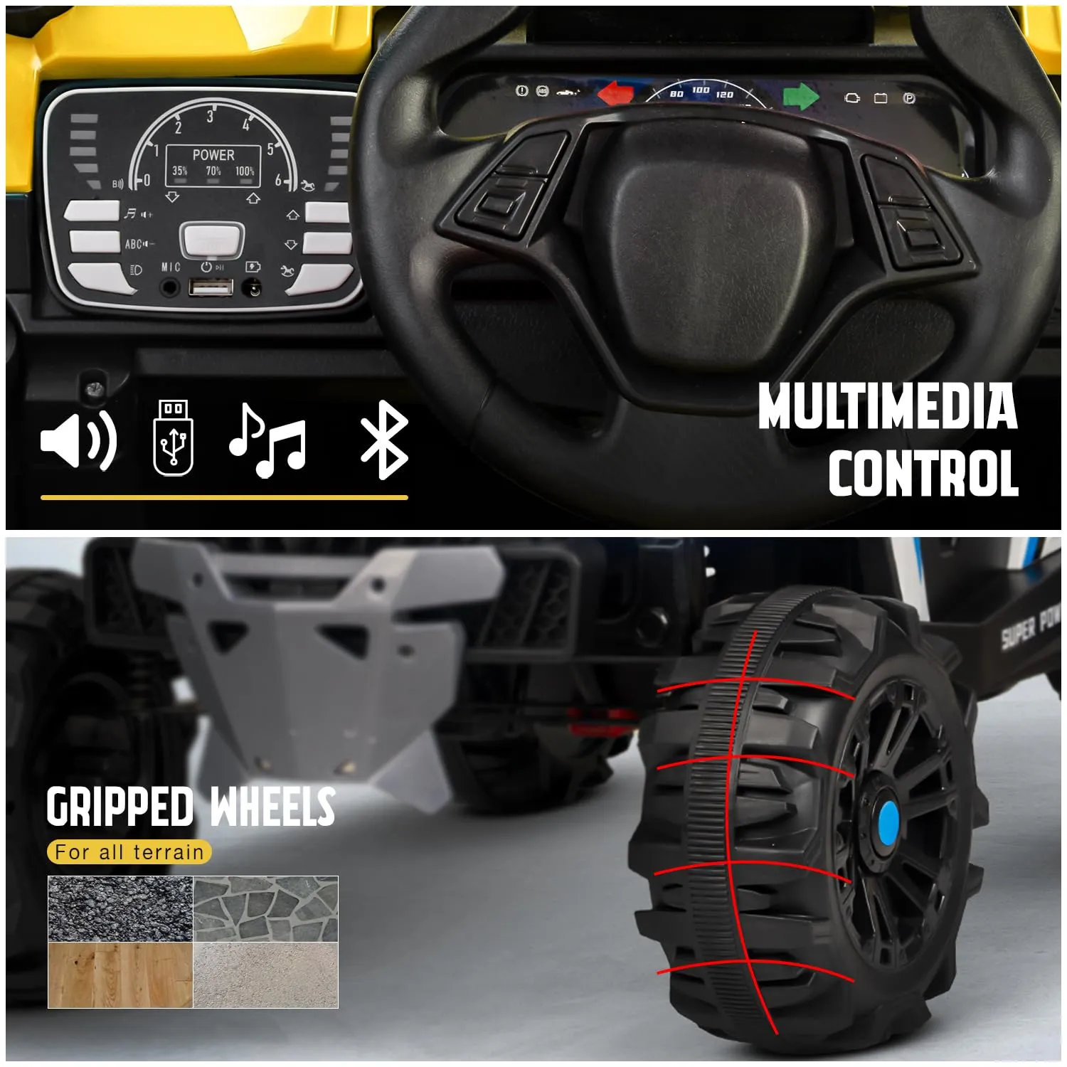 Baybee Gralto UTV Battery Operated Jeep for Kids, Ride on Toy Baby Car with Music & Light, Kids Jeep Battery Car Spring Suspension Electric Jeep Car for Kids