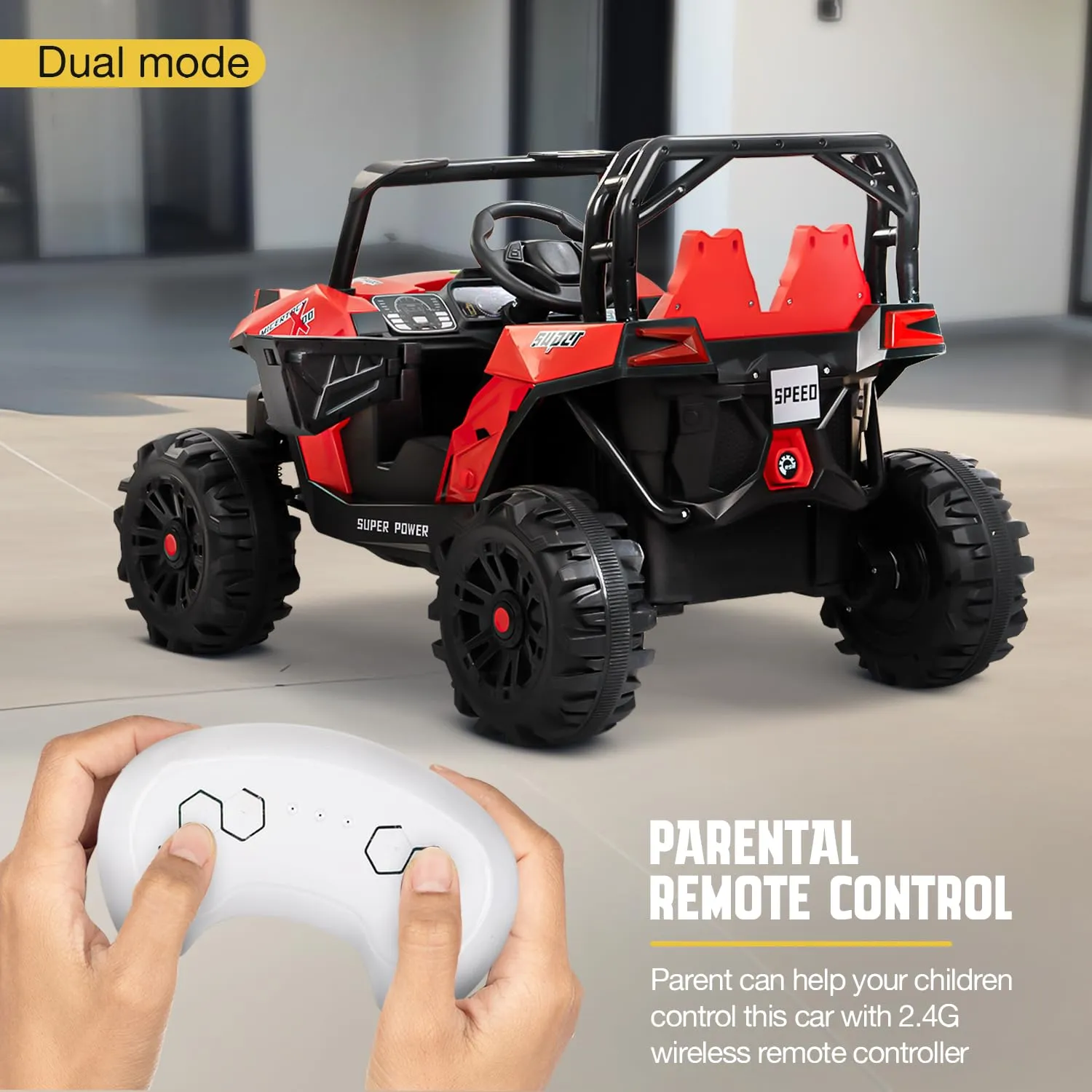 Baybee Gralto UTV Battery Operated Jeep for Kids, Ride on Toy Baby Car with Music & Light, Kids Jeep Battery Car Spring Suspension Electric Jeep Car for Kids