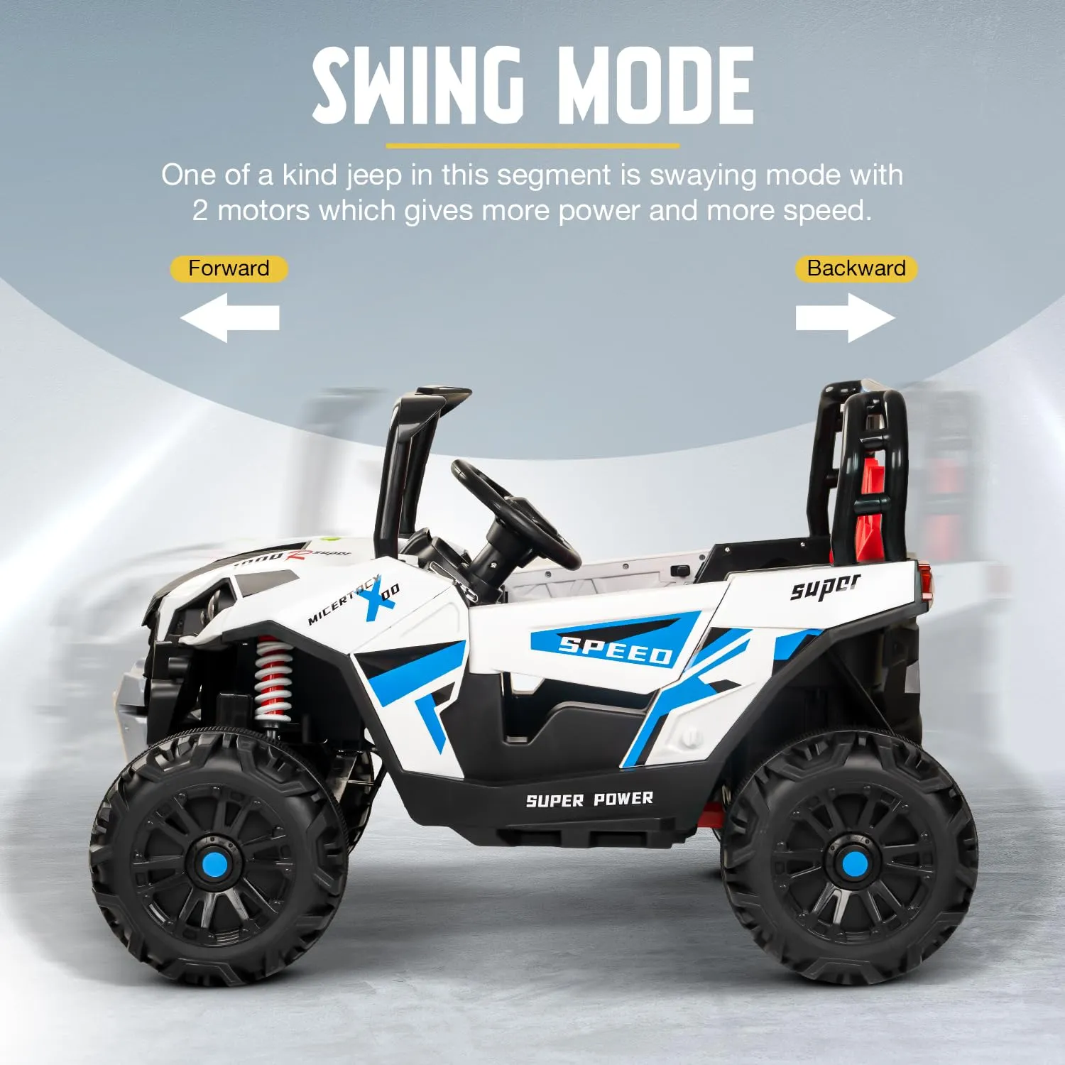 Baybee Gralto UTV Battery Operated Jeep for Kids, Ride on Toy Baby Car with Music & Light, Kids Jeep Battery Car Spring Suspension Electric Jeep Car for Kids