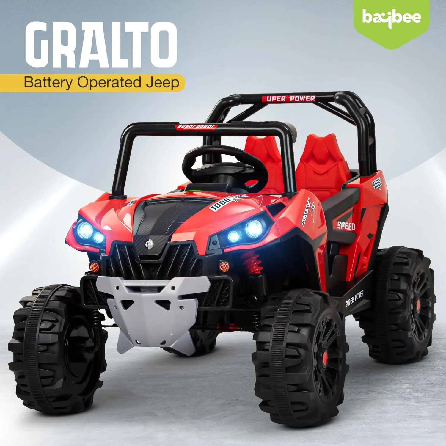 Baybee Gralto UTV Battery Operated Jeep for Kids, Ride on Toy Baby Car with Music & Light, Kids Jeep Battery Car Spring Suspension Electric Jeep Car for Kids