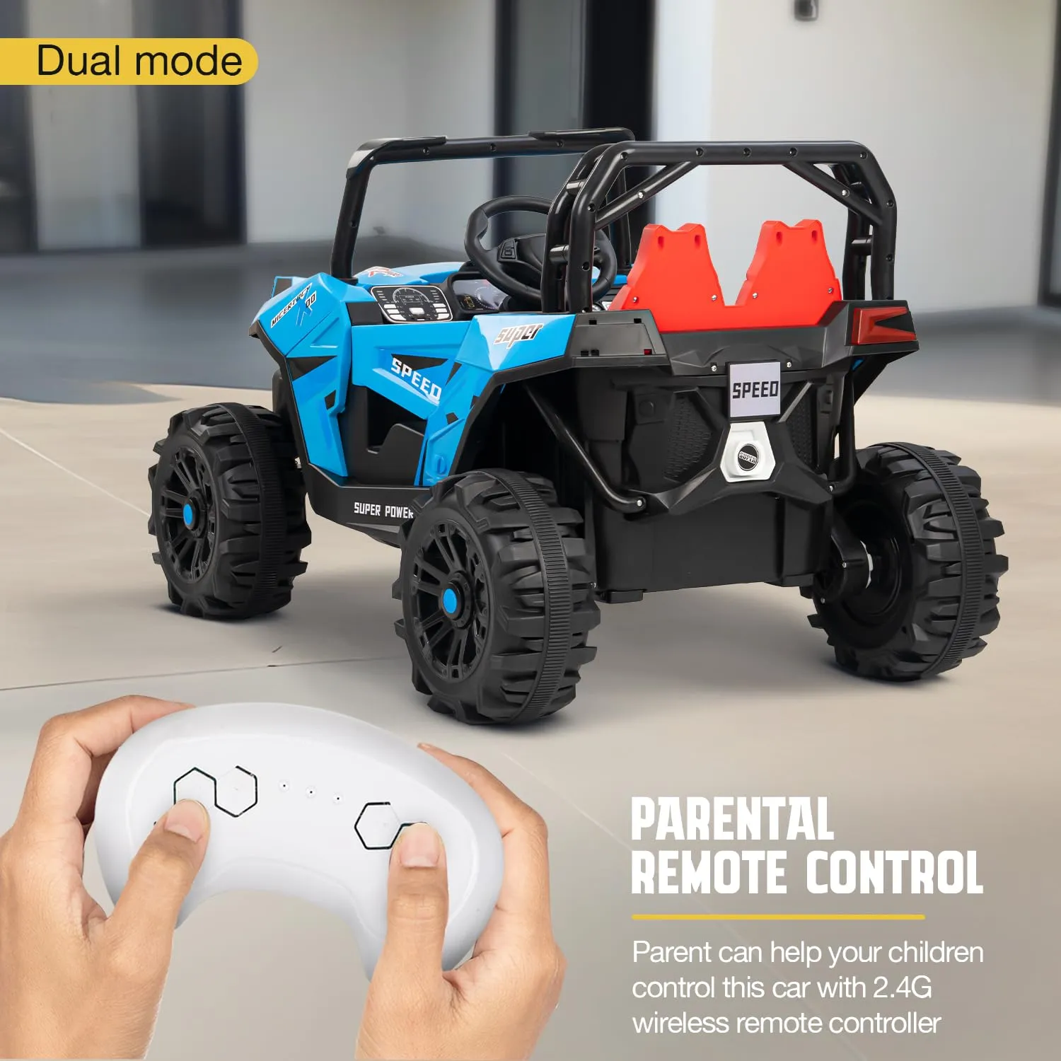 Baybee Gralto UTV Battery Operated Jeep for Kids, Ride on Toy Baby Car with Music & Light, Kids Jeep Battery Car Spring Suspension Electric Jeep Car for Kids