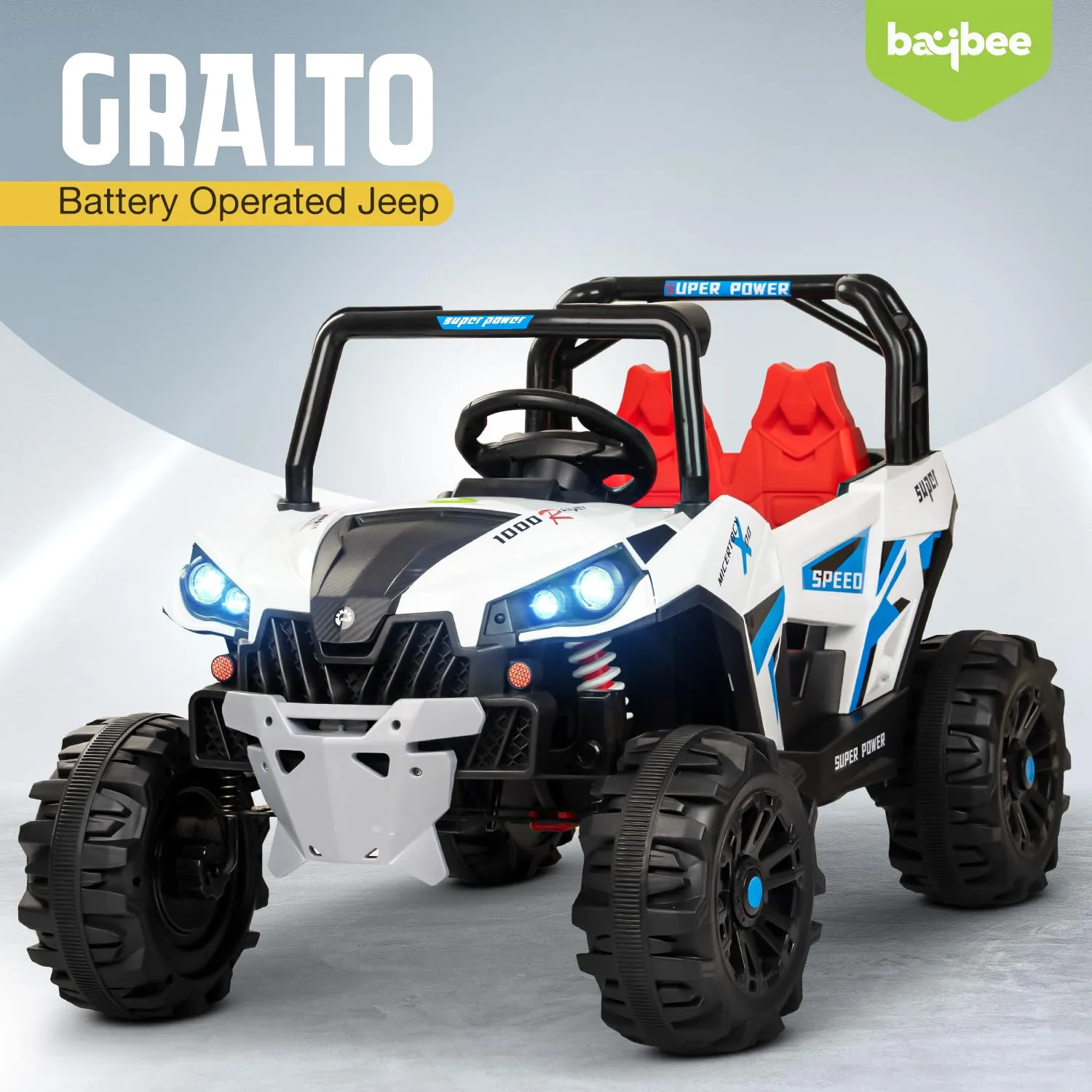 Baybee Gralto UTV Battery Operated Jeep for Kids, Ride on Toy Baby Car with Music & Light, Kids Jeep Battery Car Spring Suspension Electric Jeep Car for Kids