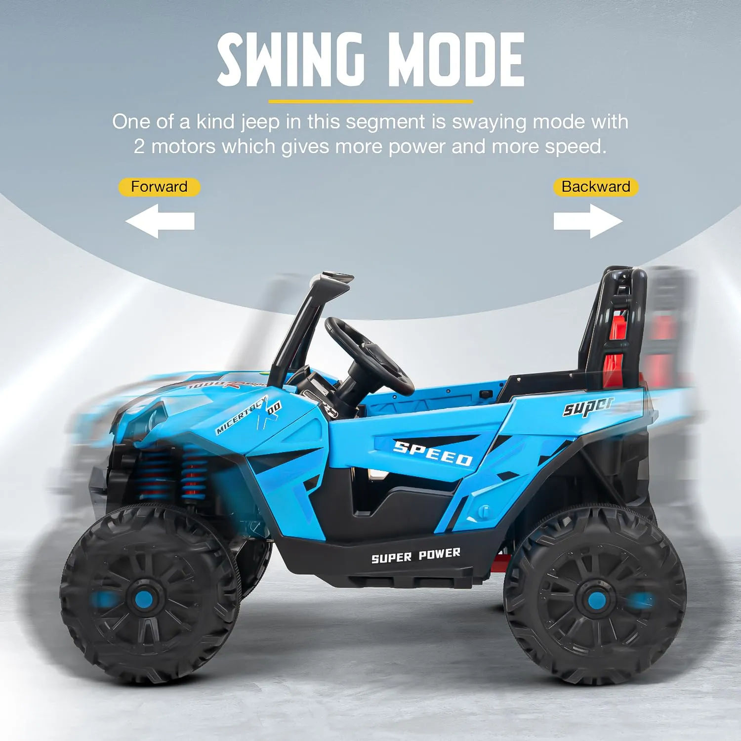 Baybee Gralto UTV Battery Operated Jeep for Kids, Ride on Toy Baby Car with Music & Light, Kids Jeep Battery Car Spring Suspension Electric Jeep Car for Kids