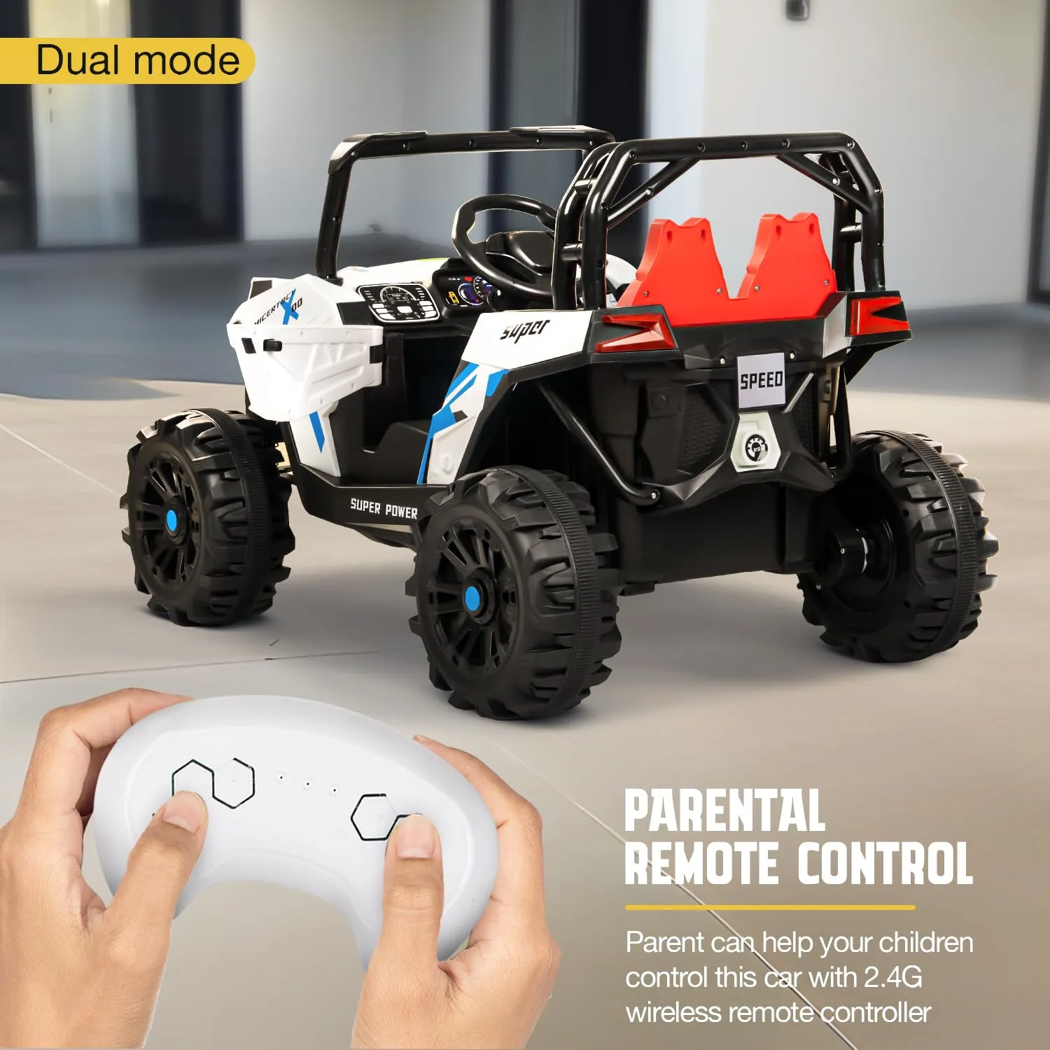 Baybee Gralto UTV Battery Operated Jeep for Kids, Ride on Toy Baby Car with Music & Light, Kids Jeep Battery Car Spring Suspension Electric Jeep Car for Kids