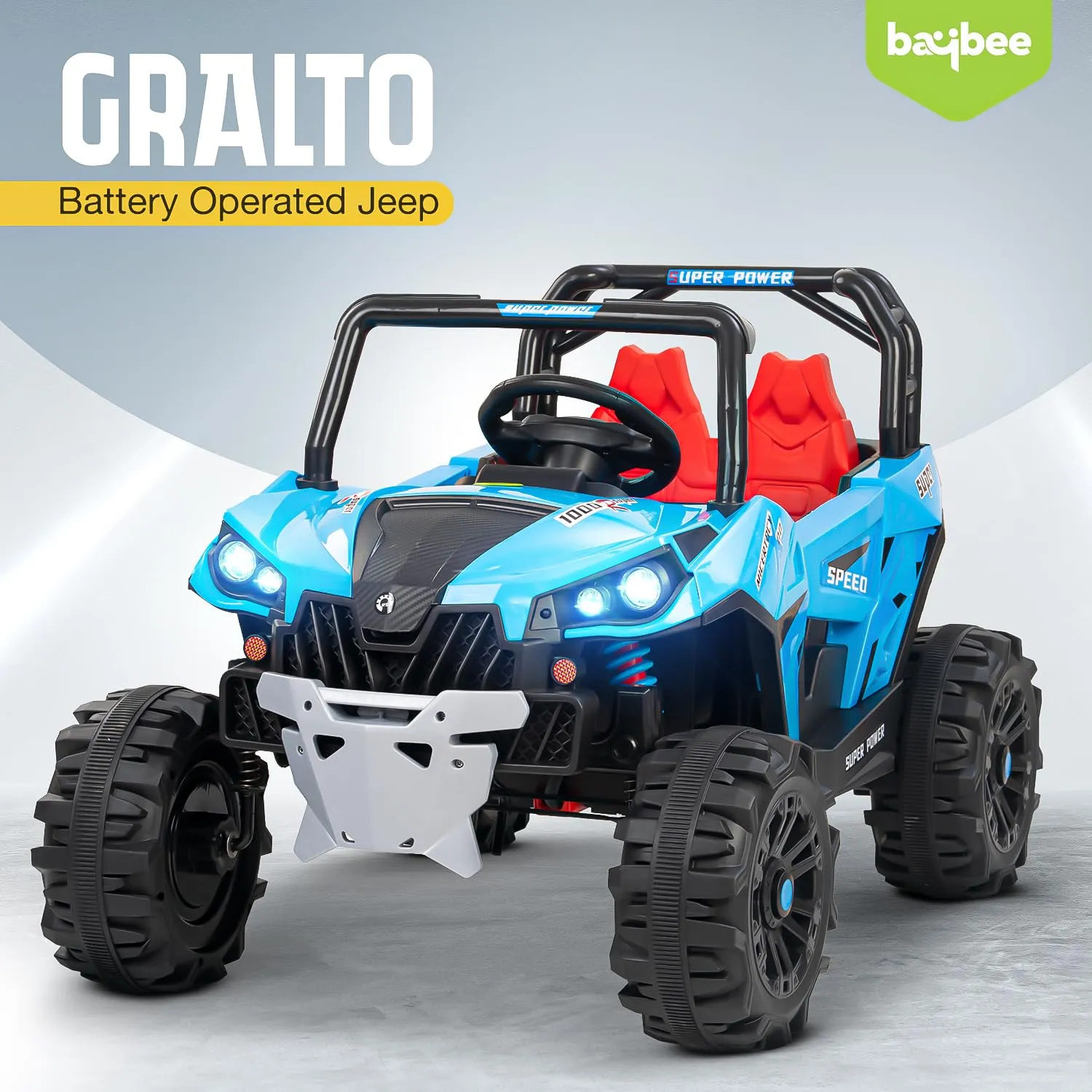 Baybee Gralto UTV Battery Operated Jeep for Kids, Ride on Toy Baby Car with Music & Light, Kids Jeep Battery Car Spring Suspension Electric Jeep Car for Kids
