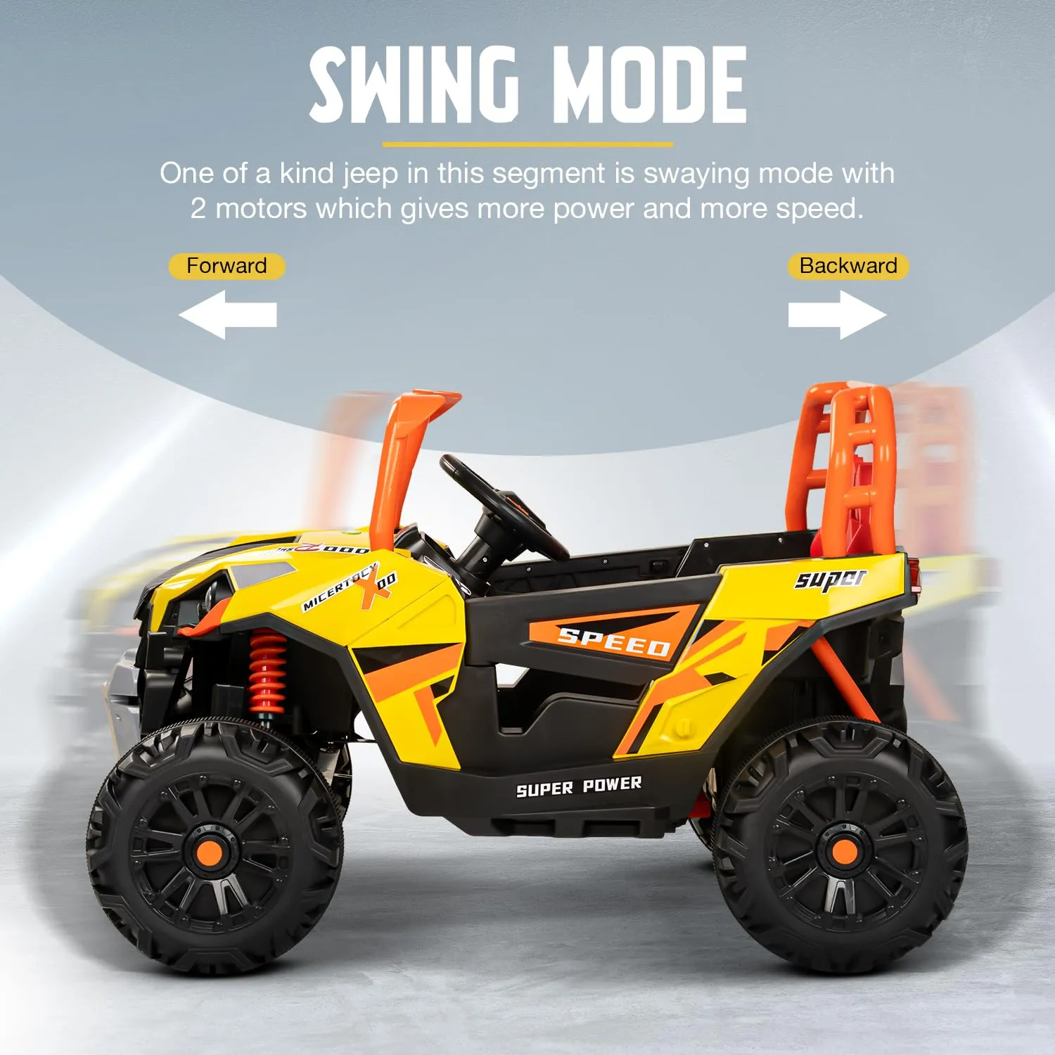 Baybee Gralto UTV Battery Operated Jeep for Kids, Ride on Toy Baby Car with Music & Light, Kids Jeep Battery Car Spring Suspension Electric Jeep Car for Kids