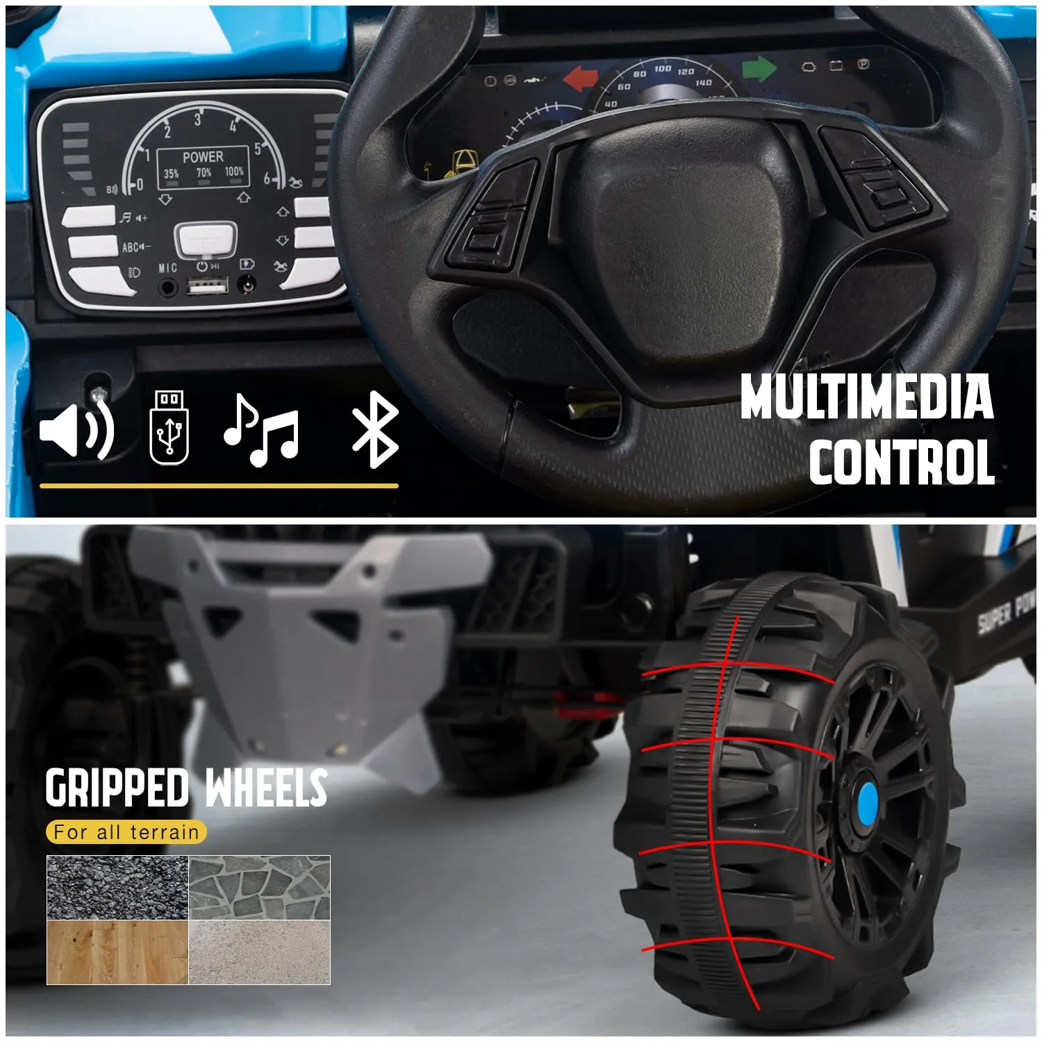 Baybee Gralto UTV Battery Operated Jeep for Kids, Ride on Toy Baby Car with Music & Light, Kids Jeep Battery Car Spring Suspension Electric Jeep Car for Kids