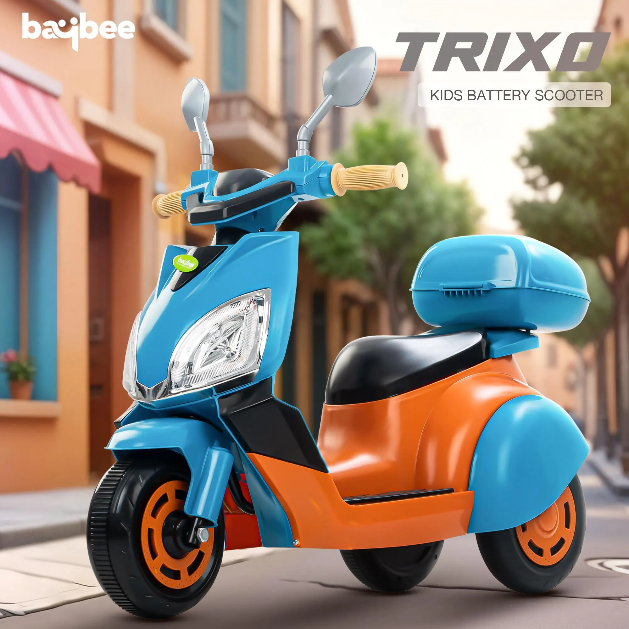 Baybee Trixo Battery Operated Bike for Kids, Ride on Toys Kids Bike Scooty with Light & Music, Baby Rechargeable Battery Bike