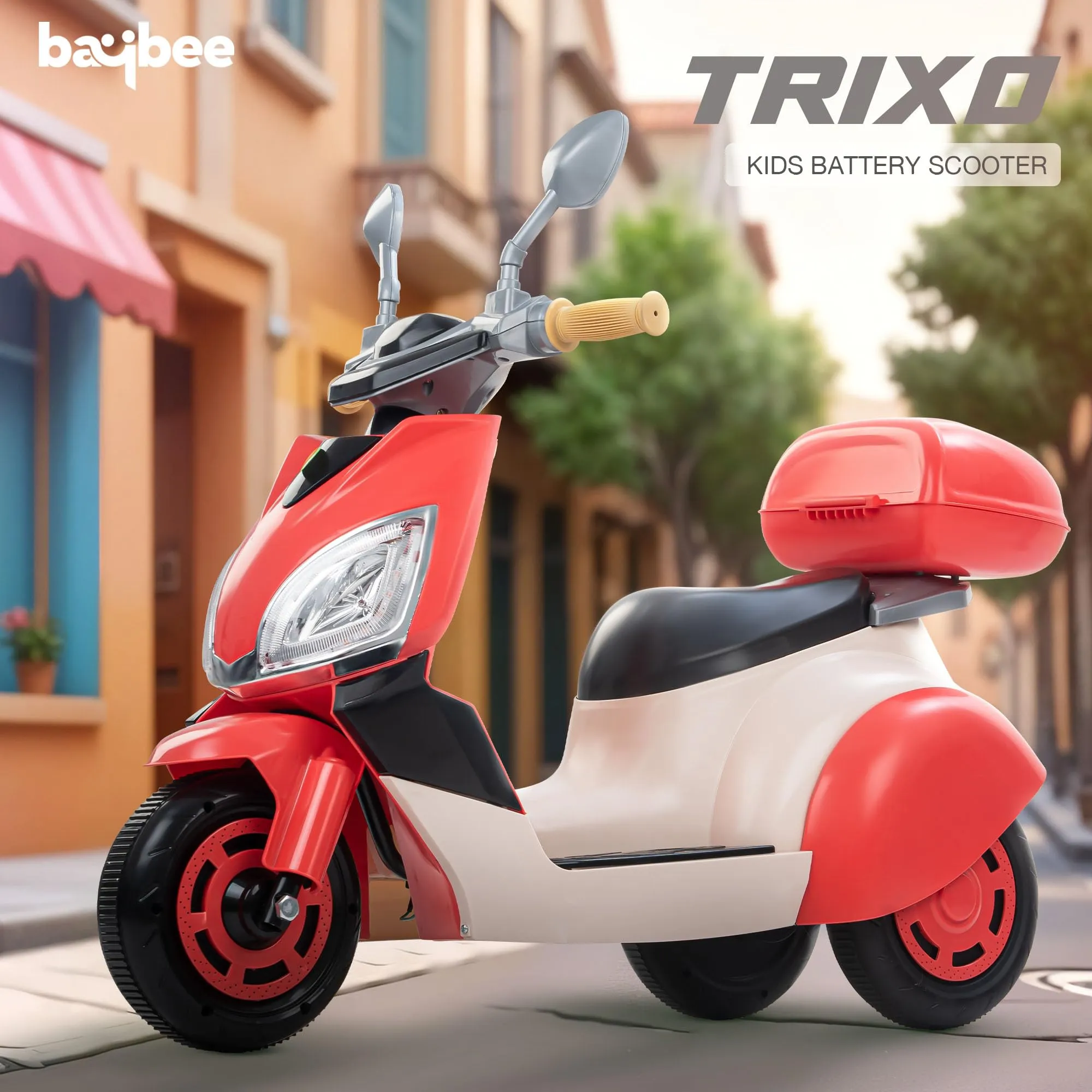 Baybee Trixo Battery Operated Bike for Kids, Ride on Toys Kids Bike Scooty with Light & Music, Baby Rechargeable Battery Bike
