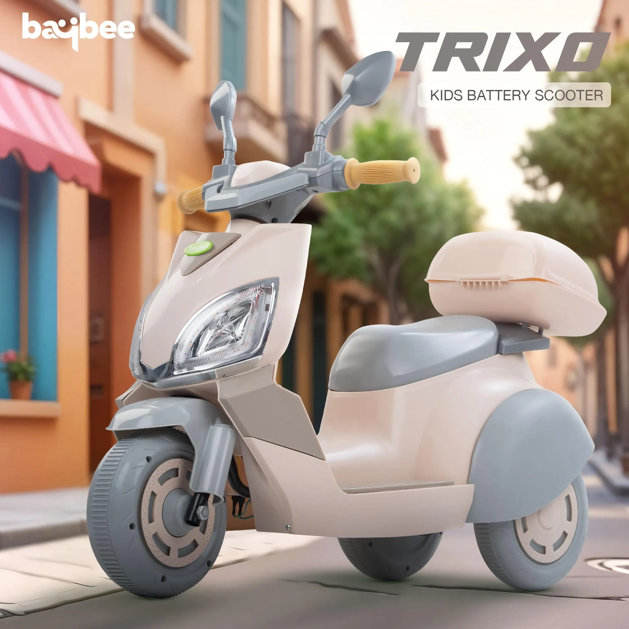 Baybee Trixo Battery Operated Bike for Kids, Ride on Toys Kids Bike Scooty with Light & Music, Baby Rechargeable Battery Bike