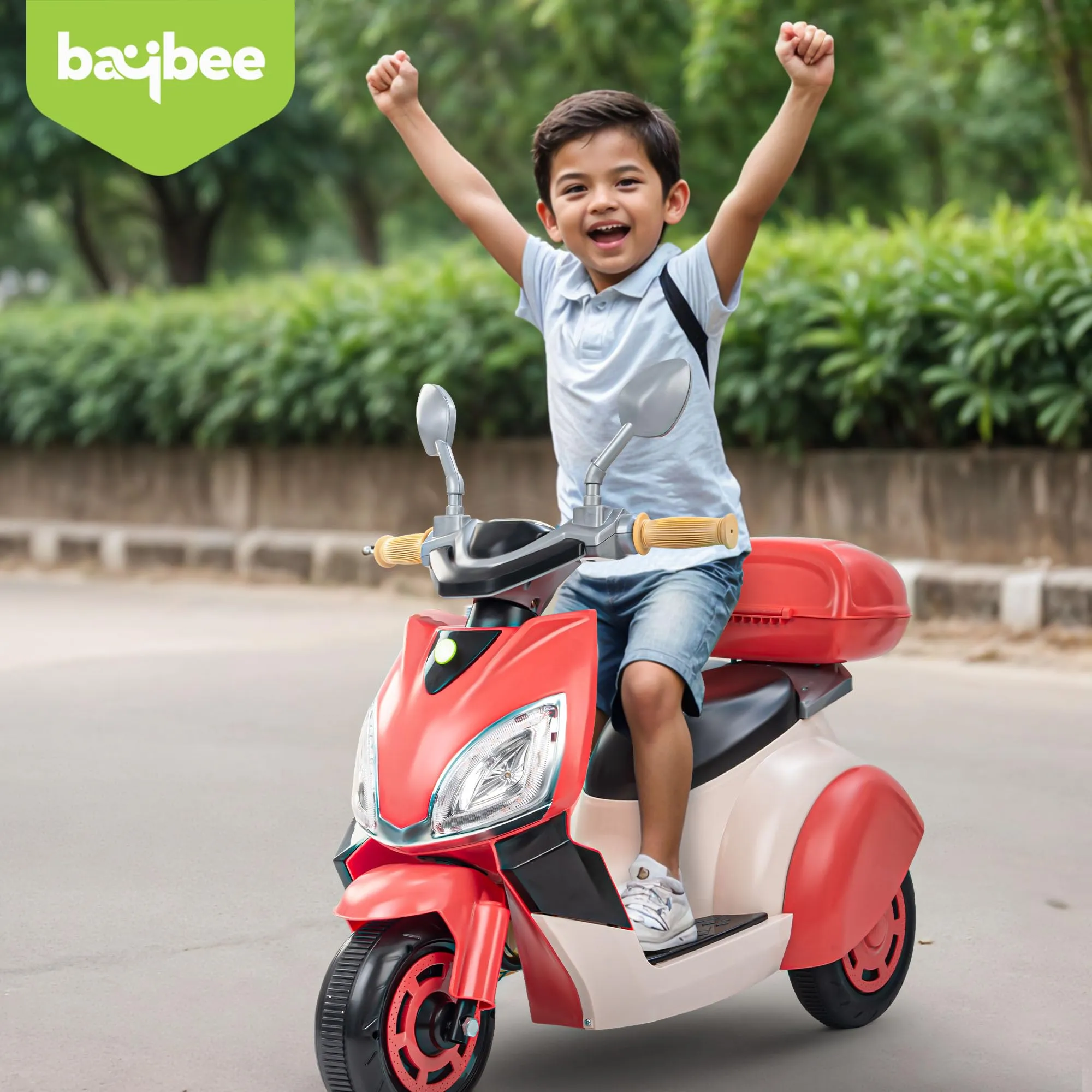 Baybee Trixo Battery Operated Bike for Kids, Ride on Toys Kids Bike Scooty with Light & Music, Baby Rechargeable Battery Bike