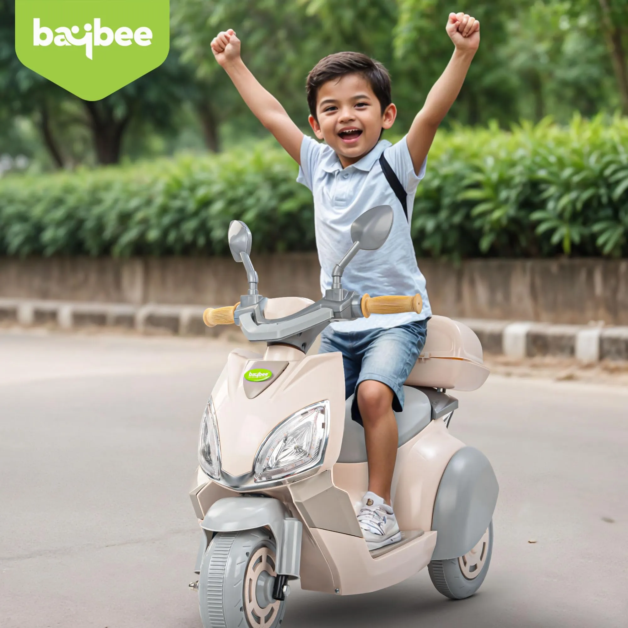 Baybee Trixo Battery Operated Bike for Kids, Ride on Toys Kids Bike Scooty with Light & Music, Baby Rechargeable Battery Bike