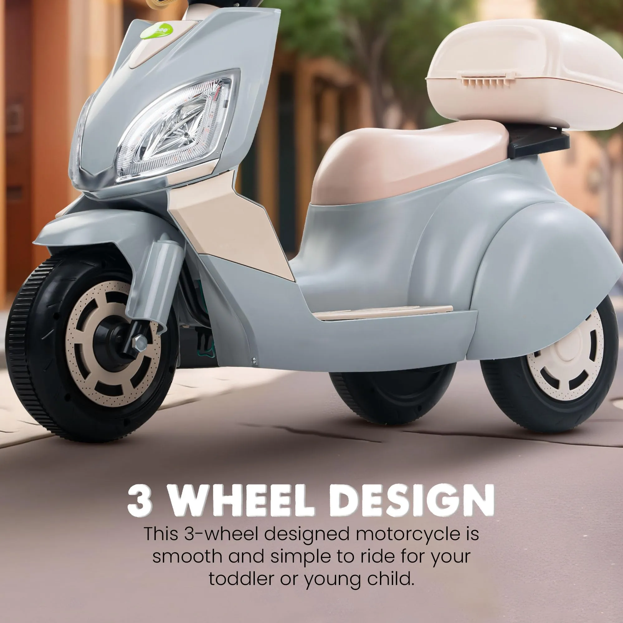 Baybee Trixo Battery Operated Bike for Kids, Ride on Toys Kids Bike Scooty with Light & Music, Baby Rechargeable Battery Bike