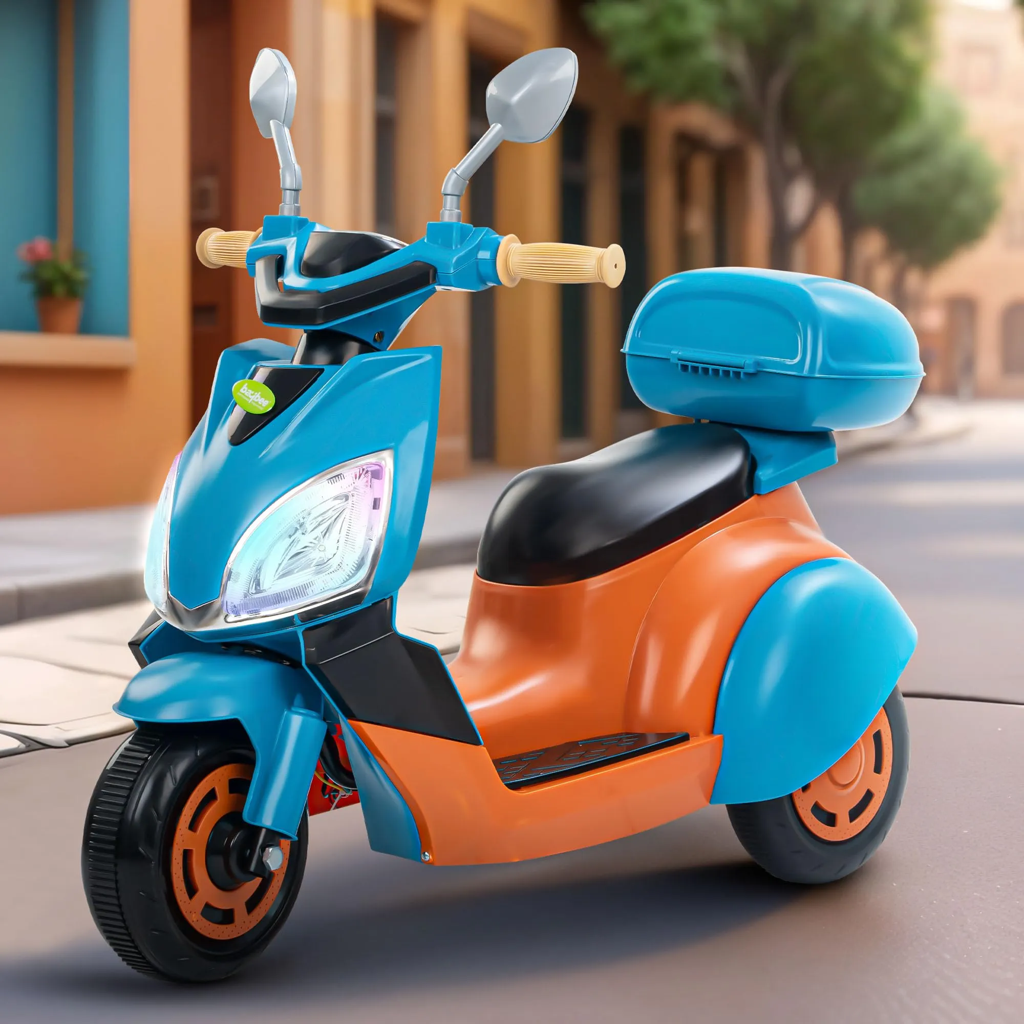 Baybee Trixo Battery Operated Bike for Kids, Ride on Toys Kids Bike Scooty with Light & Music, Baby Rechargeable Battery Bike