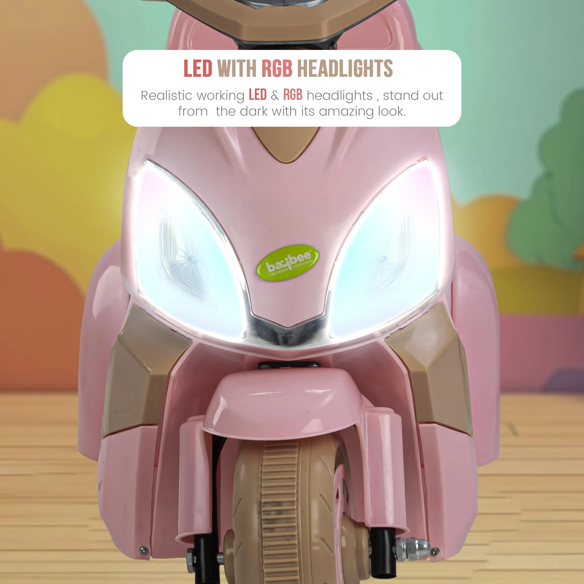 Baybee Trixo Battery Operated Bike for Kids, Ride on Toys Kids Bike Scooty with Light & Music, Baby Rechargeable Battery Bike